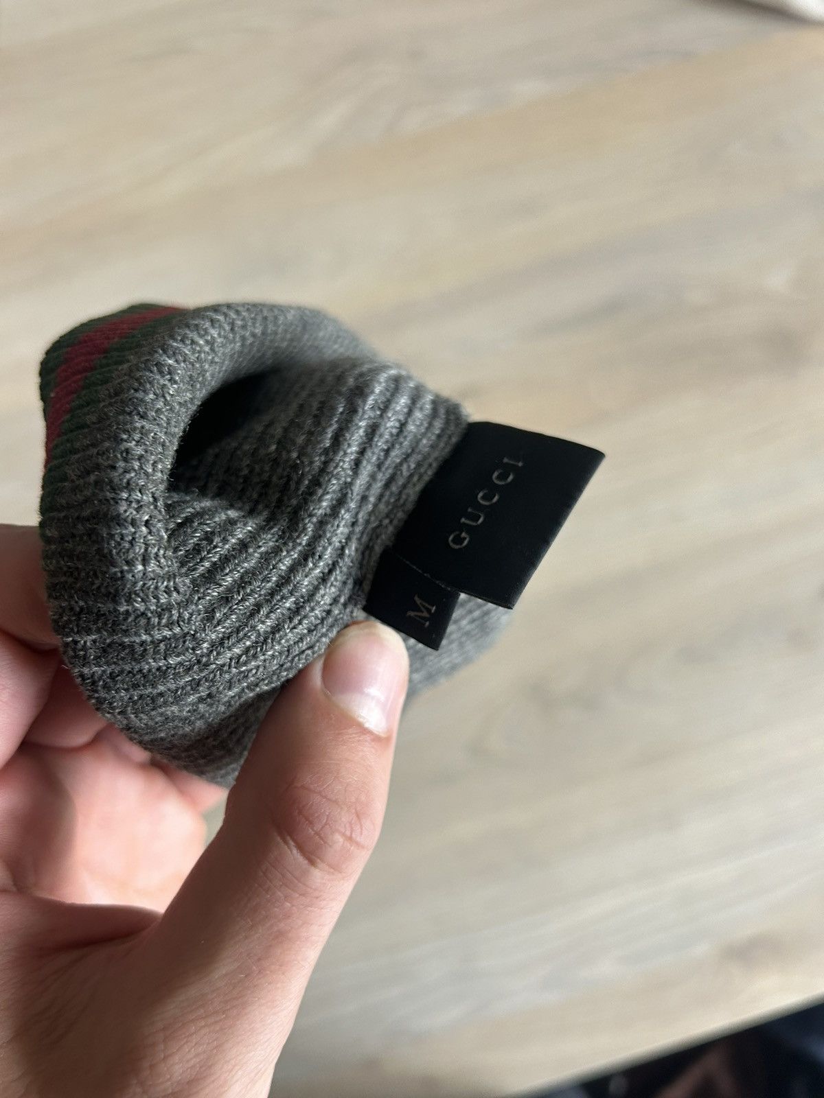Gucci Grey Wool/Silk Blend Beanie with Web Detail Size ONE SIZE - 4 Thumbnail