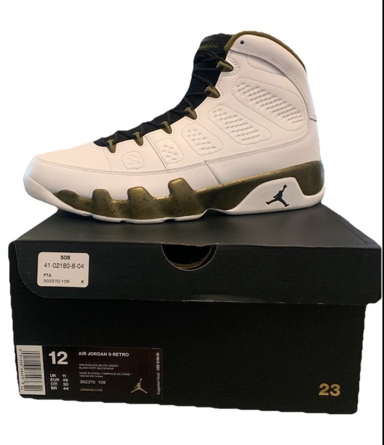 Jordan Brand Air Jordan 9 Retro Statue White Black Green 2015 Sz 12 Size US 12 / EU 45 - 1 Thumbnail