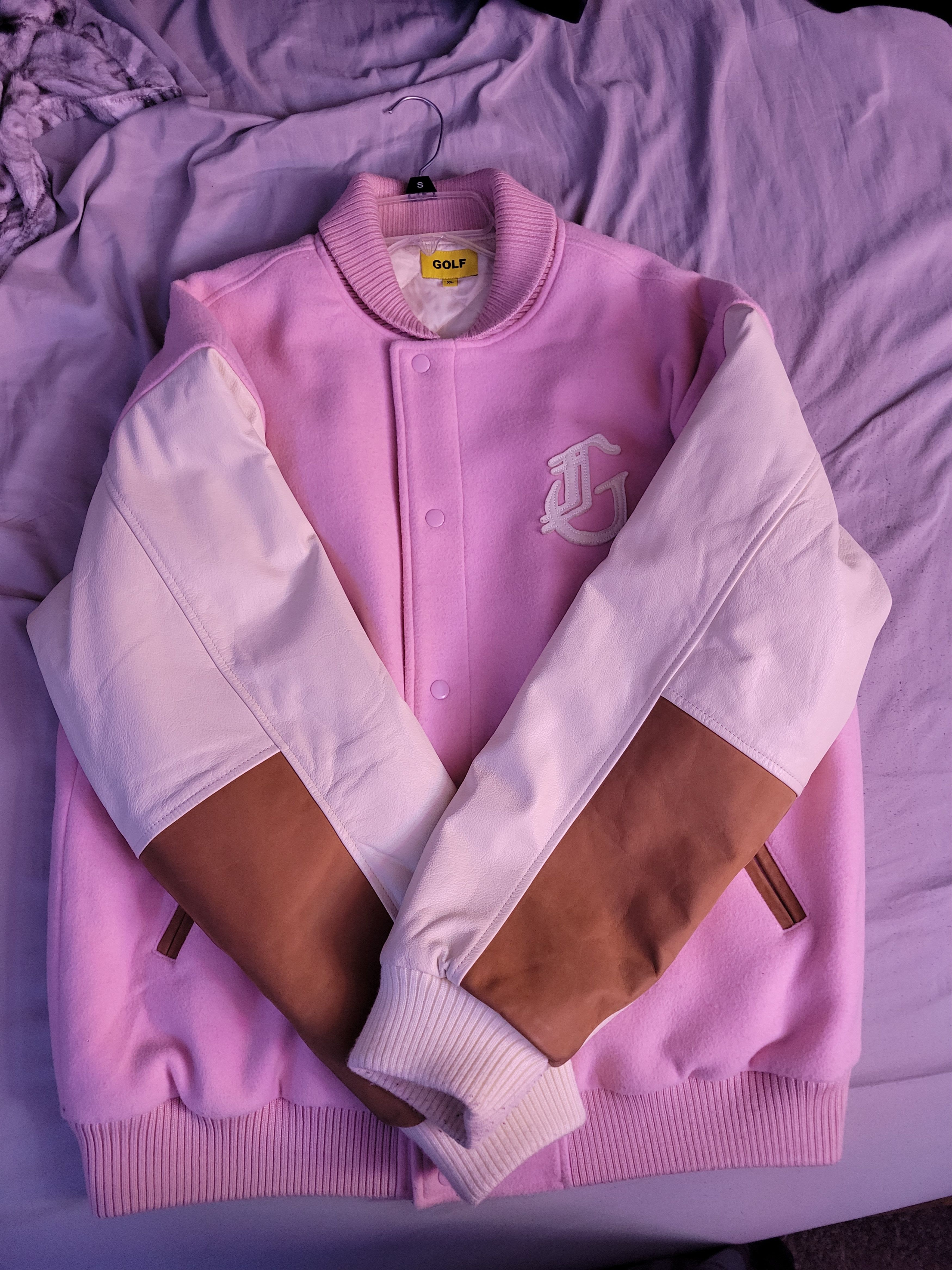 Golf Wang Golf Wang Pink Letterman Jacket | Grailed
