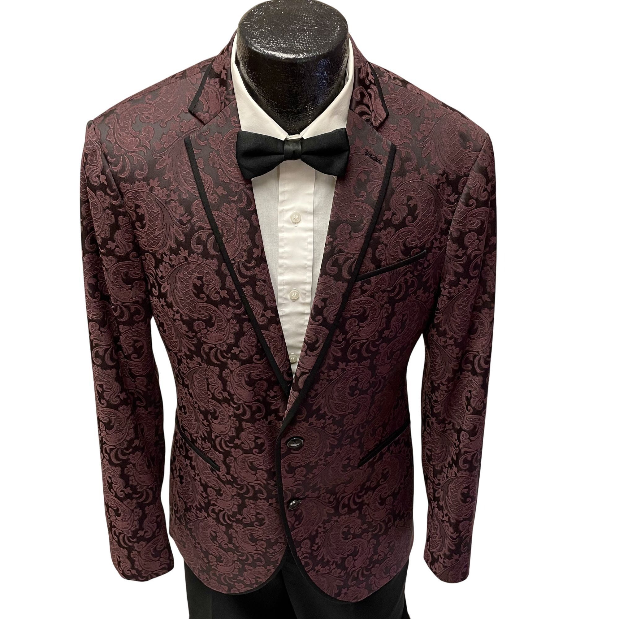 Kenneth Cole Vtg 50’s Style ROCKABILLY Jacket Kenneth Cole PLUM Black Tux Size 38L - 1 Thumbnail