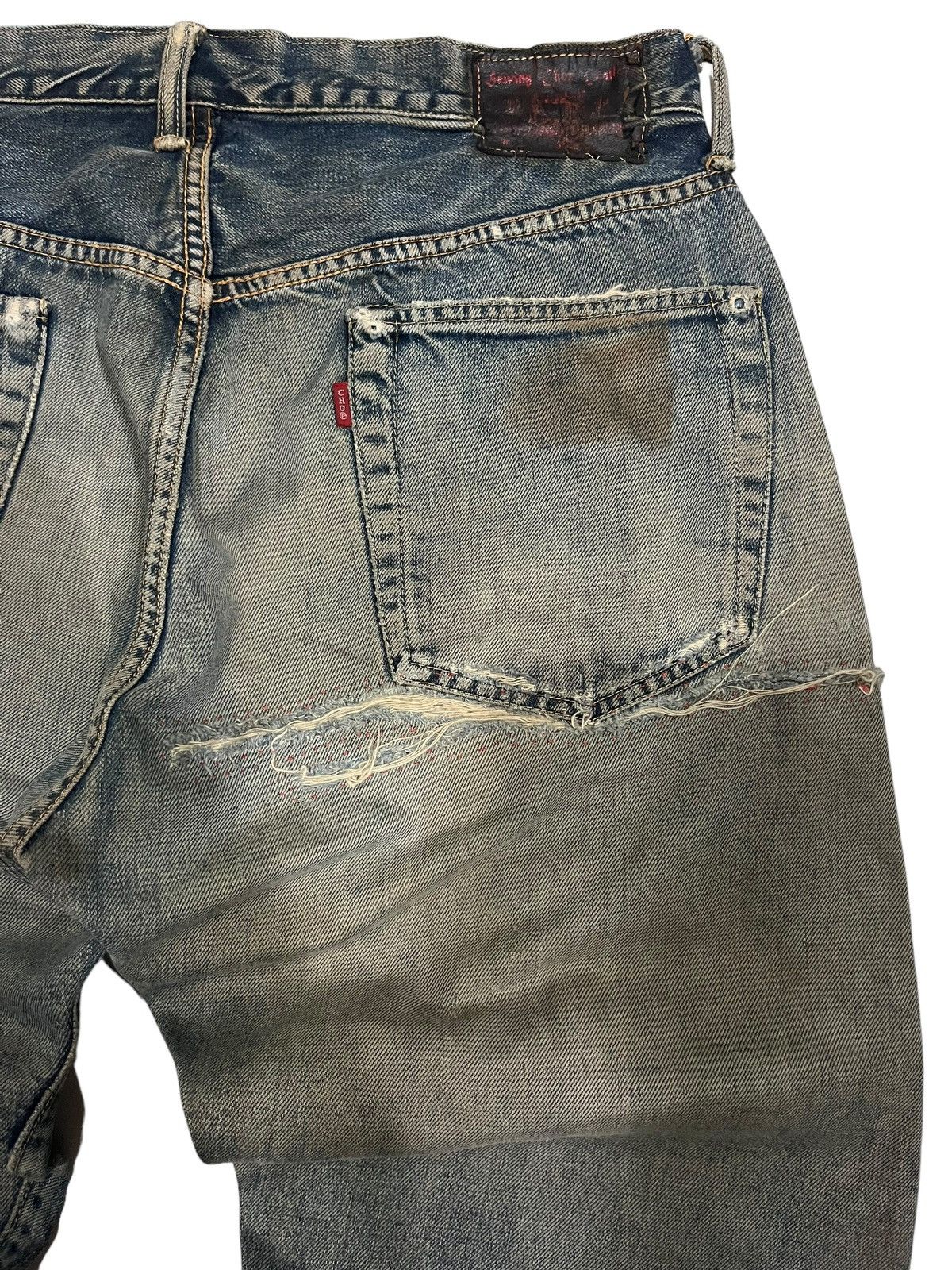 Japanese Brand × Johnbull × KOJIMA GENES Vintage Japanese Brand Sewing Chop Distressed Redline Jorts Size US 34 / EU 50 - 9 Thumbnail