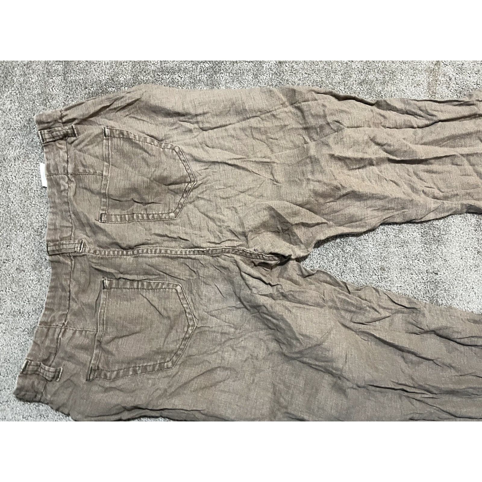 Lands' End Women Lands' End Linen Cotton Pants Beige Brown Size 10 Linen Blend Straight Wide-Leg Size 32" / US 10 / IT 46 - 4 Thumbnail