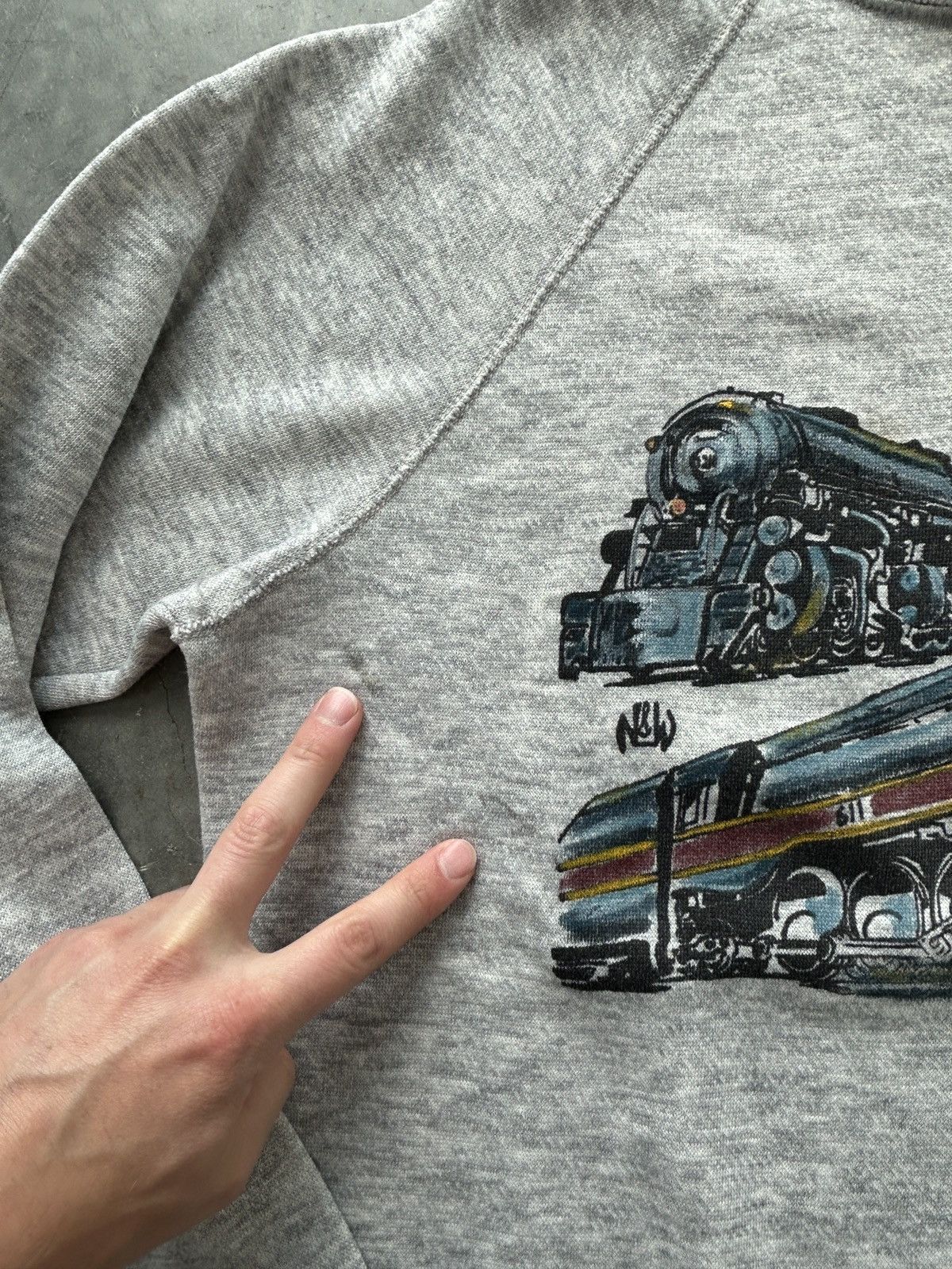 Vintage Vintage 80s Norfolk Western Trains Raglan Sweatshirt Size US M / EU 48-50 / 2 - 5 Thumbnail