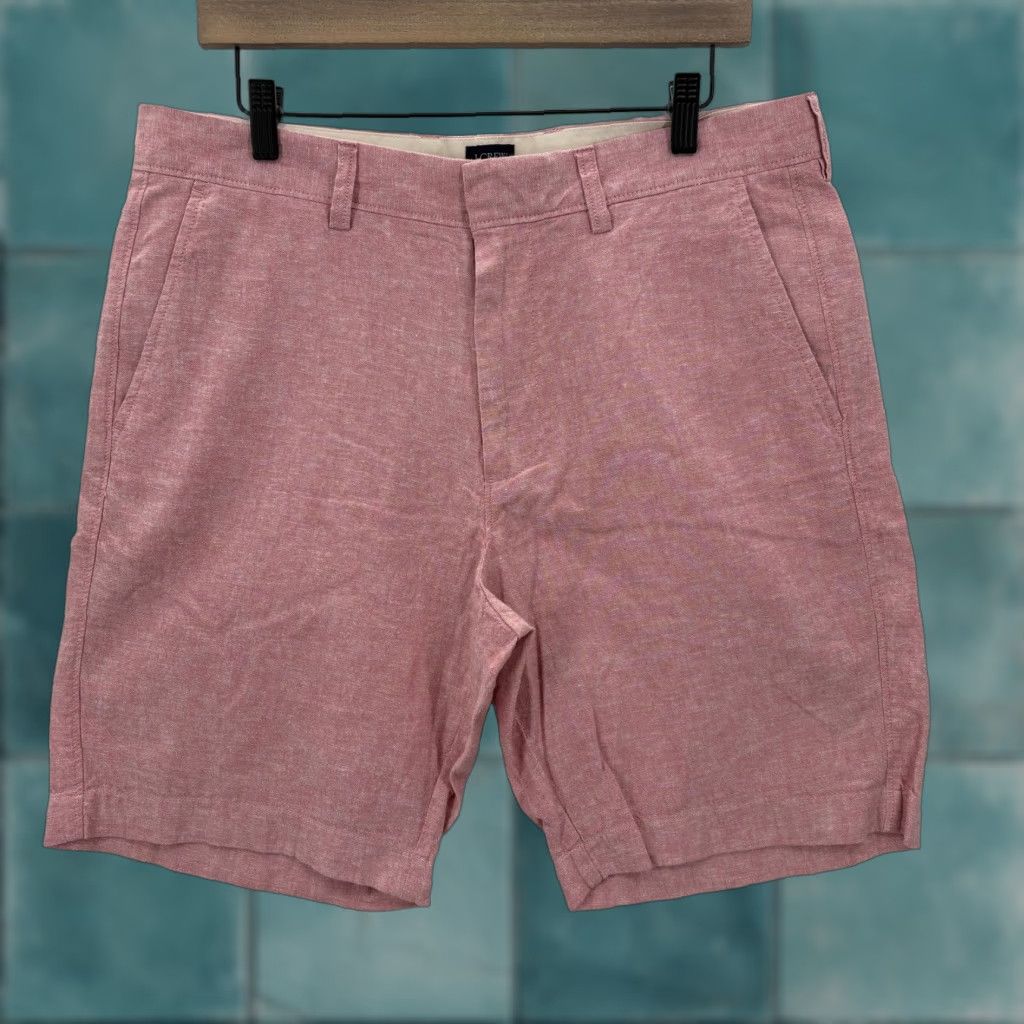 J.Crew J.Crew Shorts Mens 34 Pink Linen Cotton Chino Flat Front Casual Preppy Summer Size US 34 / EU 50 - 1 Thumbnail