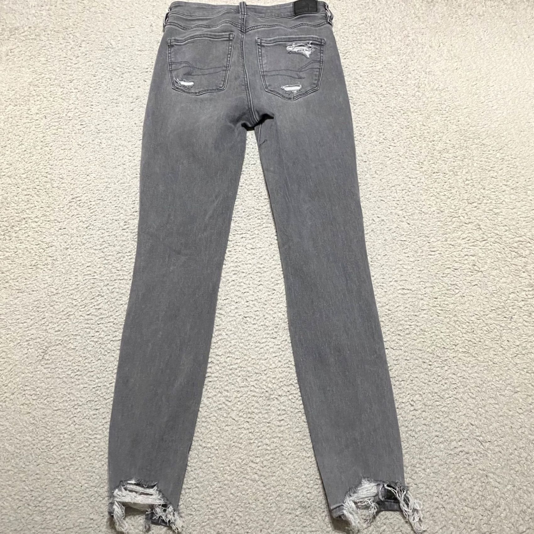 American Eagle Outfitters American Eagle Outfitters Jeans Womens 4 Gray High Rise Jegging Distressed Raw Hem Denim Size 27" / US 4 / IT 40 - 2 Thumbnail