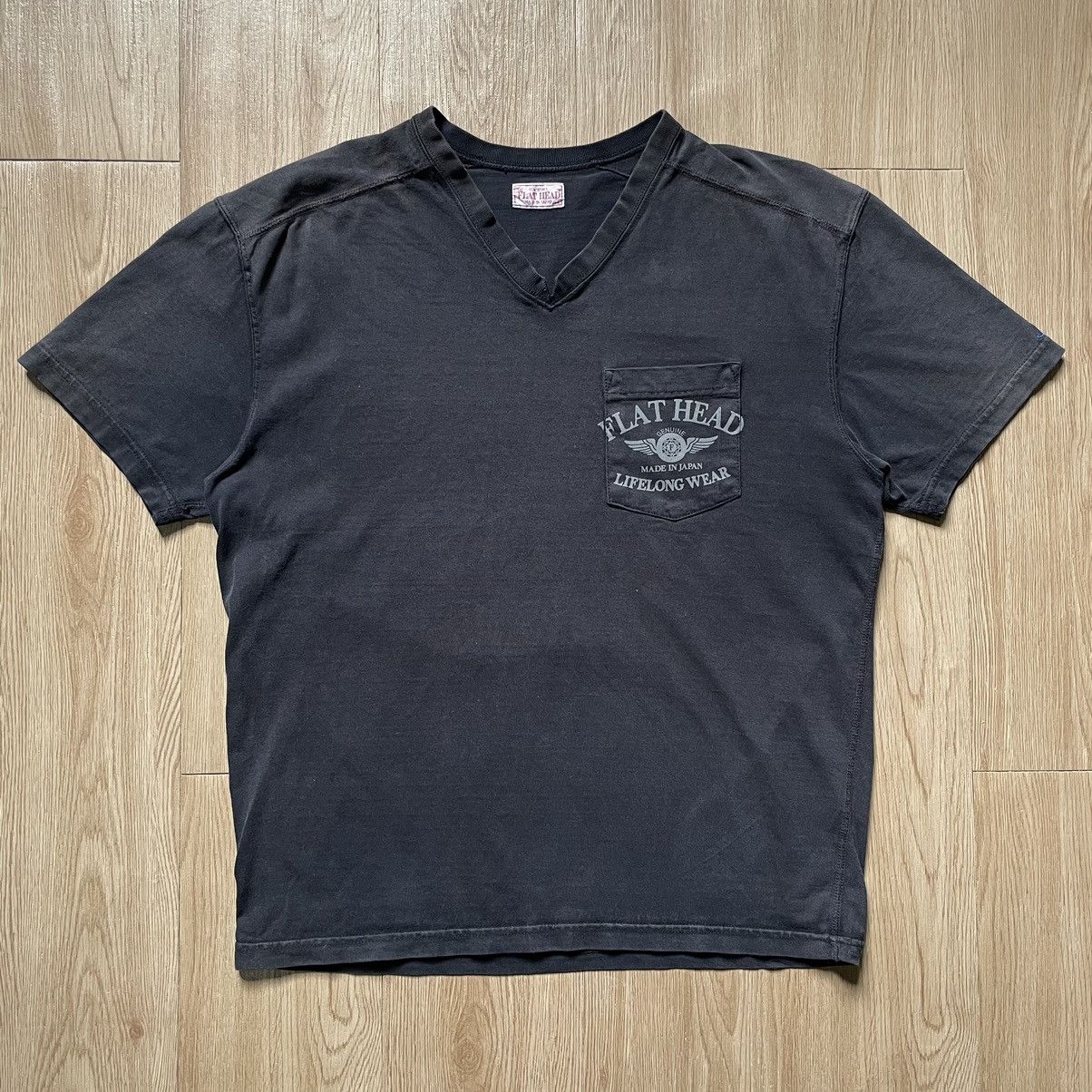 The Flat Head RARE Faded 🇯🇵 2000s The Flat Head Pocket Tee shirt V-neck Size US S / EU 44-46 / 1 - 1 Thumbnail