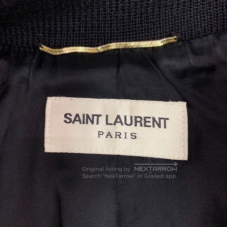 Saint Laurent Paris Saint Laurent Paris Black Striped Wool Single Breasted Lon Size XS / US 0-2 / IT 36-38 - 5 Thumbnail