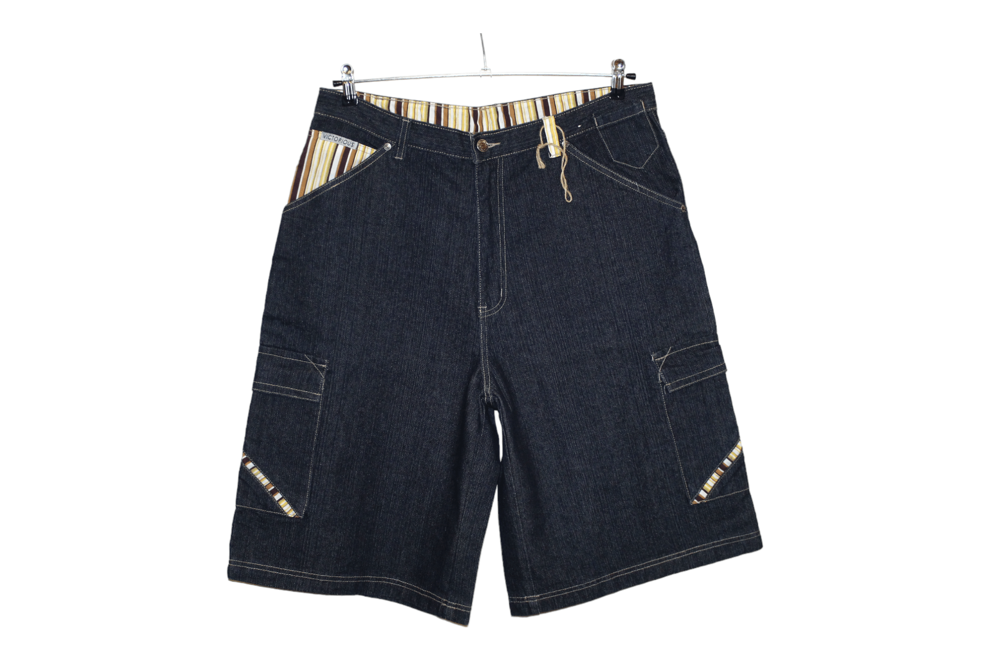 VTG 🔥 Victorious Linen-Cotton Raw Denim Cargo Baggy Jeans