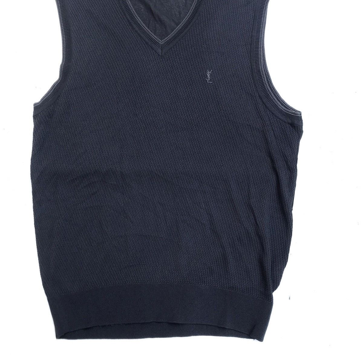 Designer × Yves Saint Laurent Vintage Yves Saint Laurent YSL Black Knit Kniwear vest Size 38R - 8 Thumbnail