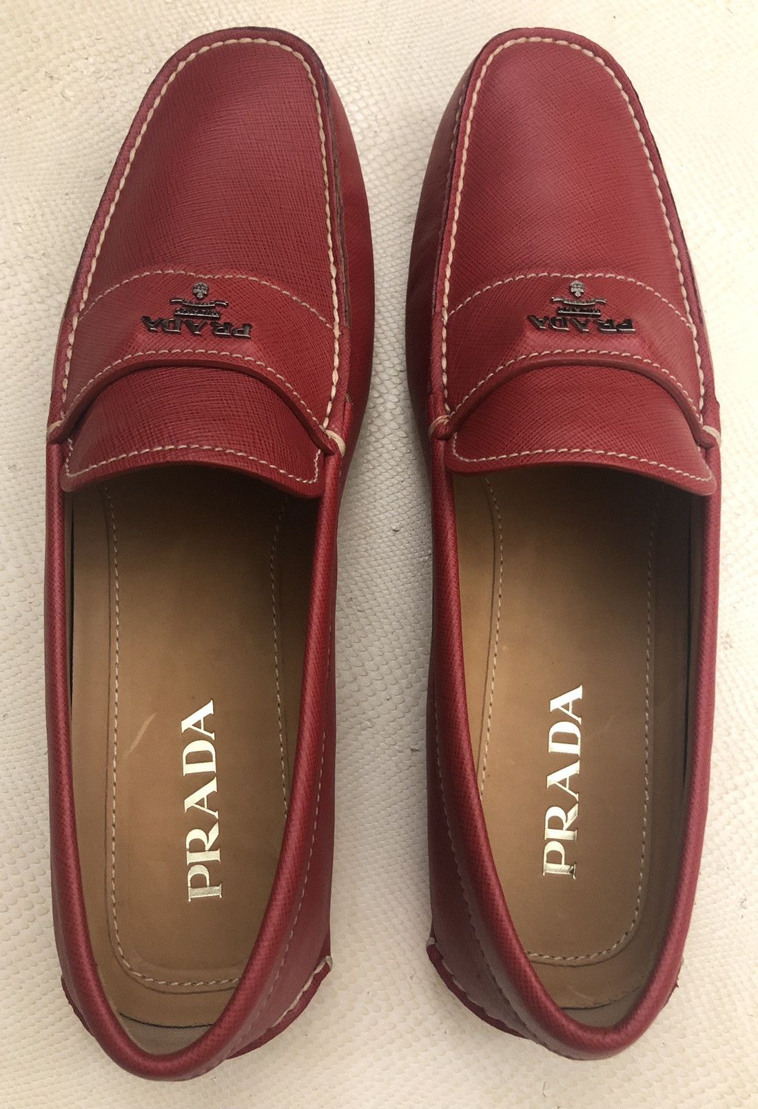 Prada PRADA RED TAB LEATHER SLIP-ON SHOES | Grailed display picture 3