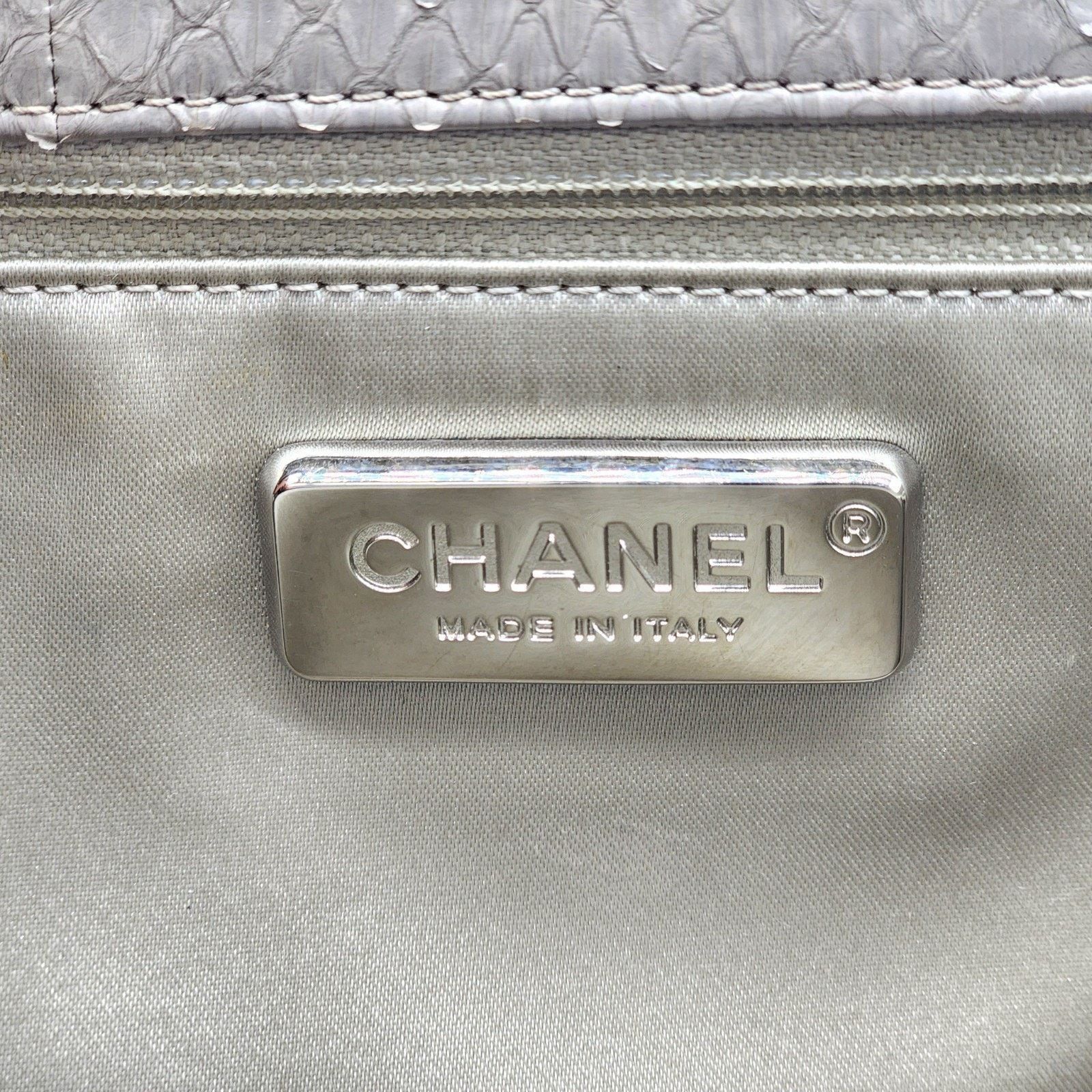 Chanel Python Easy Carry Medium Classic Flap Bag Top Handle Beige Size ONE SIZE - 12 Thumbnail