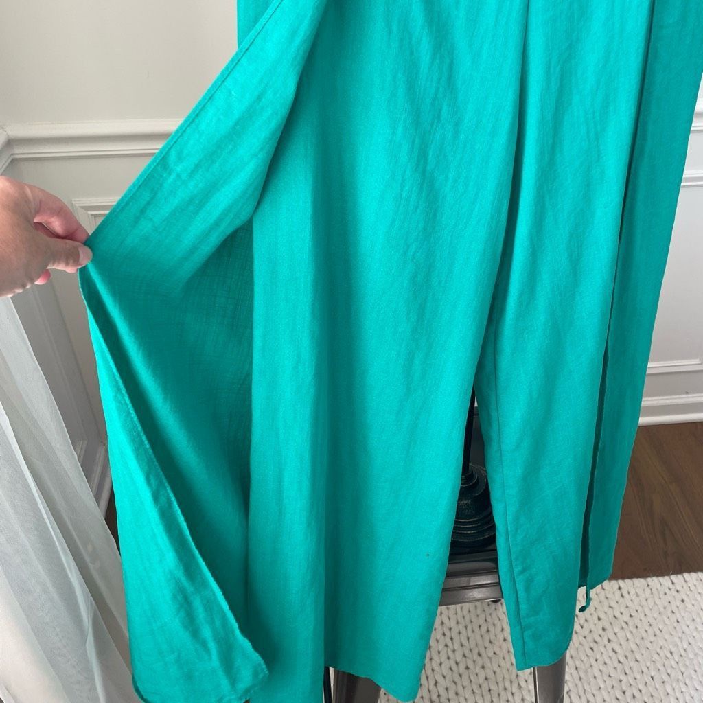 Other NWOT Lulus Postcards From Me Turquoise Green Wide Leg Pants M Size 29" - 4 Thumbnail