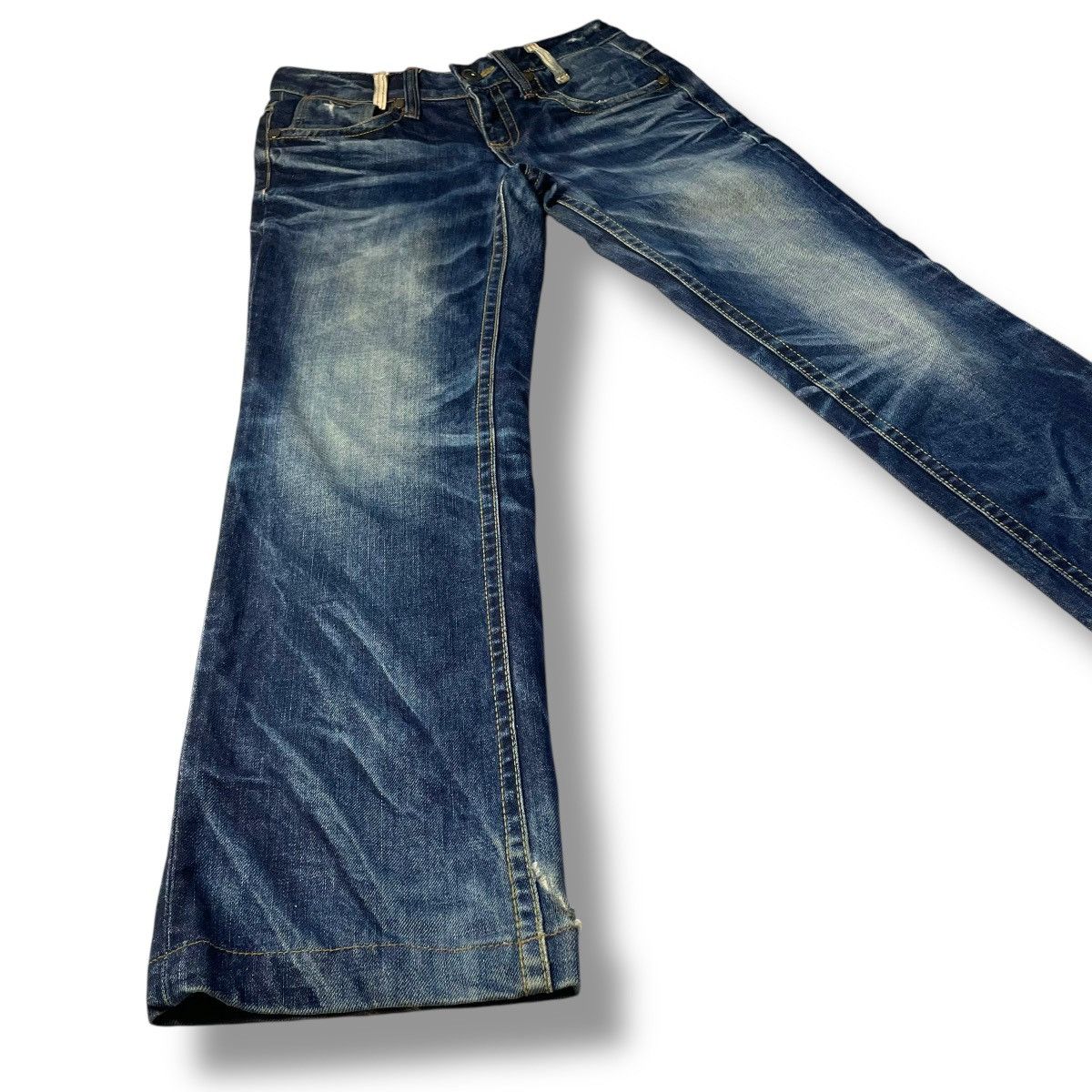 If Six Was Nine × Japanese Brand × Le Grande Bleu (L.G.B.) 🇯🇵 LOLITA WASHED EXOTIC BUCKLE VINTAGE DENIM PANTS Size US 30 / EU 46 - 5 Thumbnail