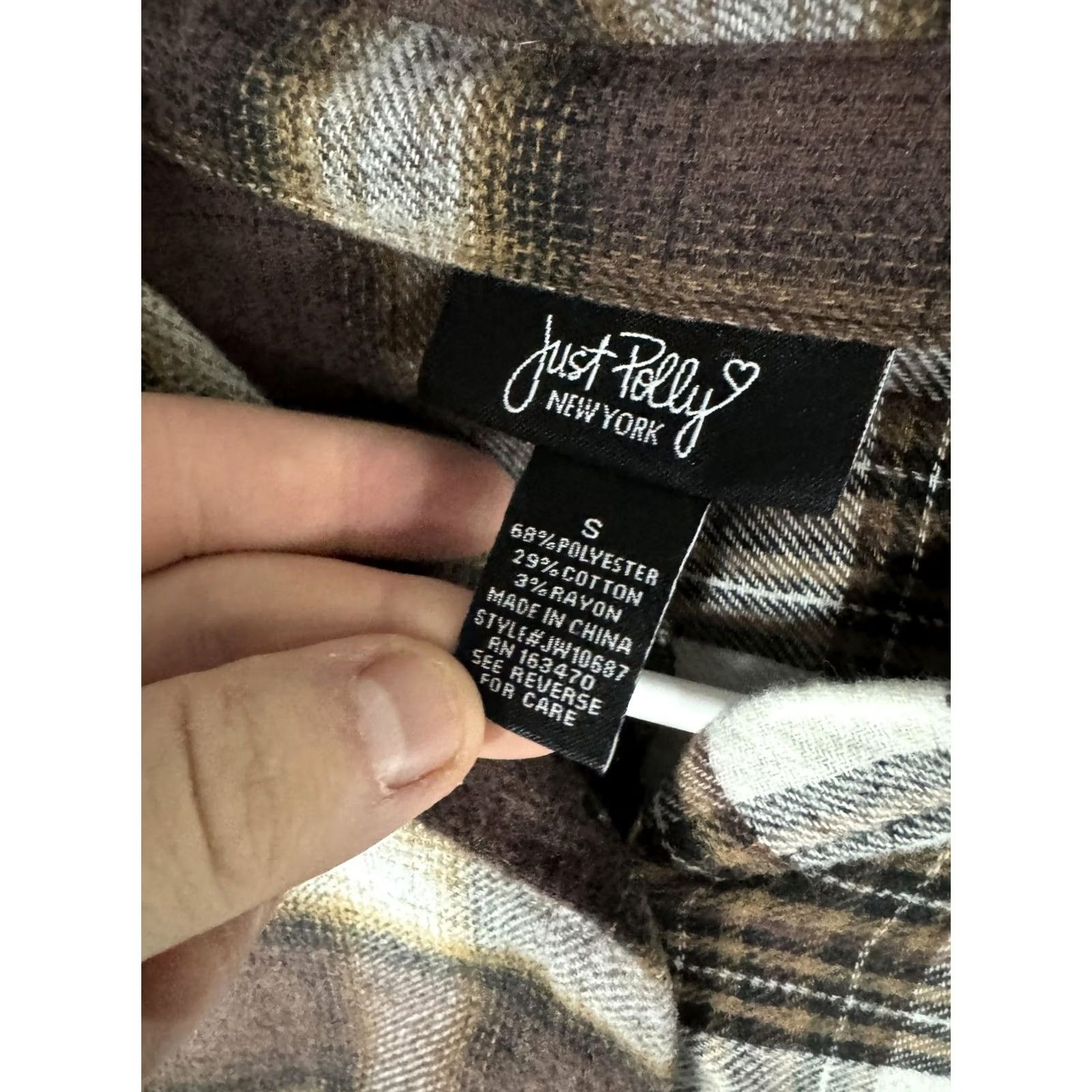 Vintage Just Polly Shirt Womens Small Brown White Plaid Patchwork Button Front Flannel Size S / US 4 / IT 40 - 5 Thumbnail