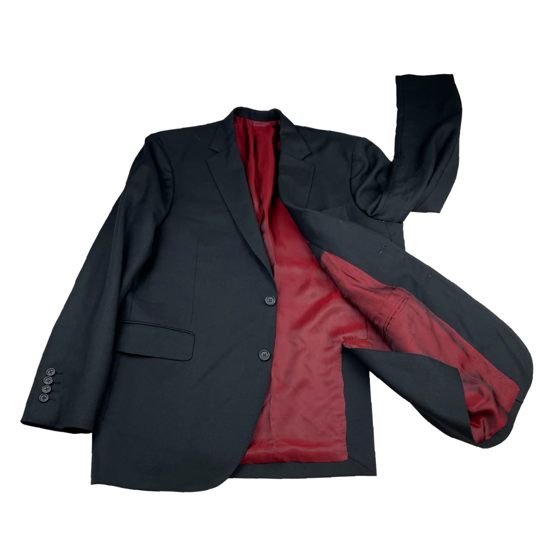 Vintage Elevee Men's Blazer Jacket 44R 100% Wool 2-Button Black Bespoke Size 44R - 3 Thumbnail