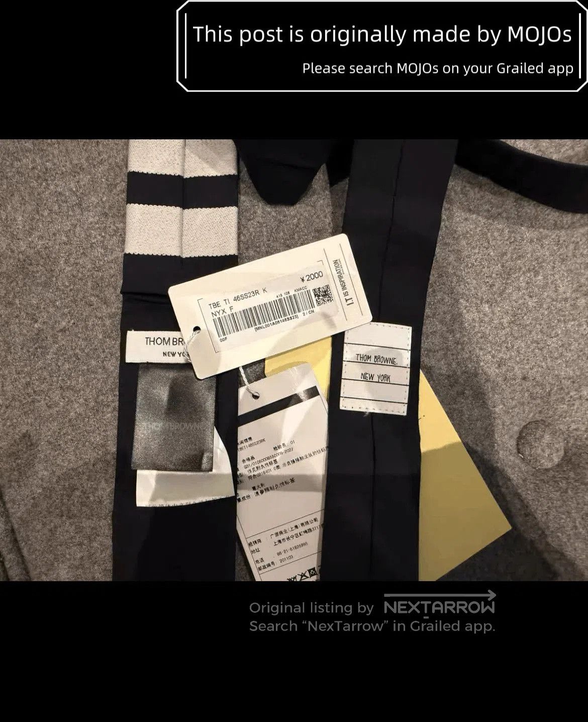 Thom Browne Thom Browne White Stripe Navy Tie. Size ONE SIZE - 3 Thumbnail
