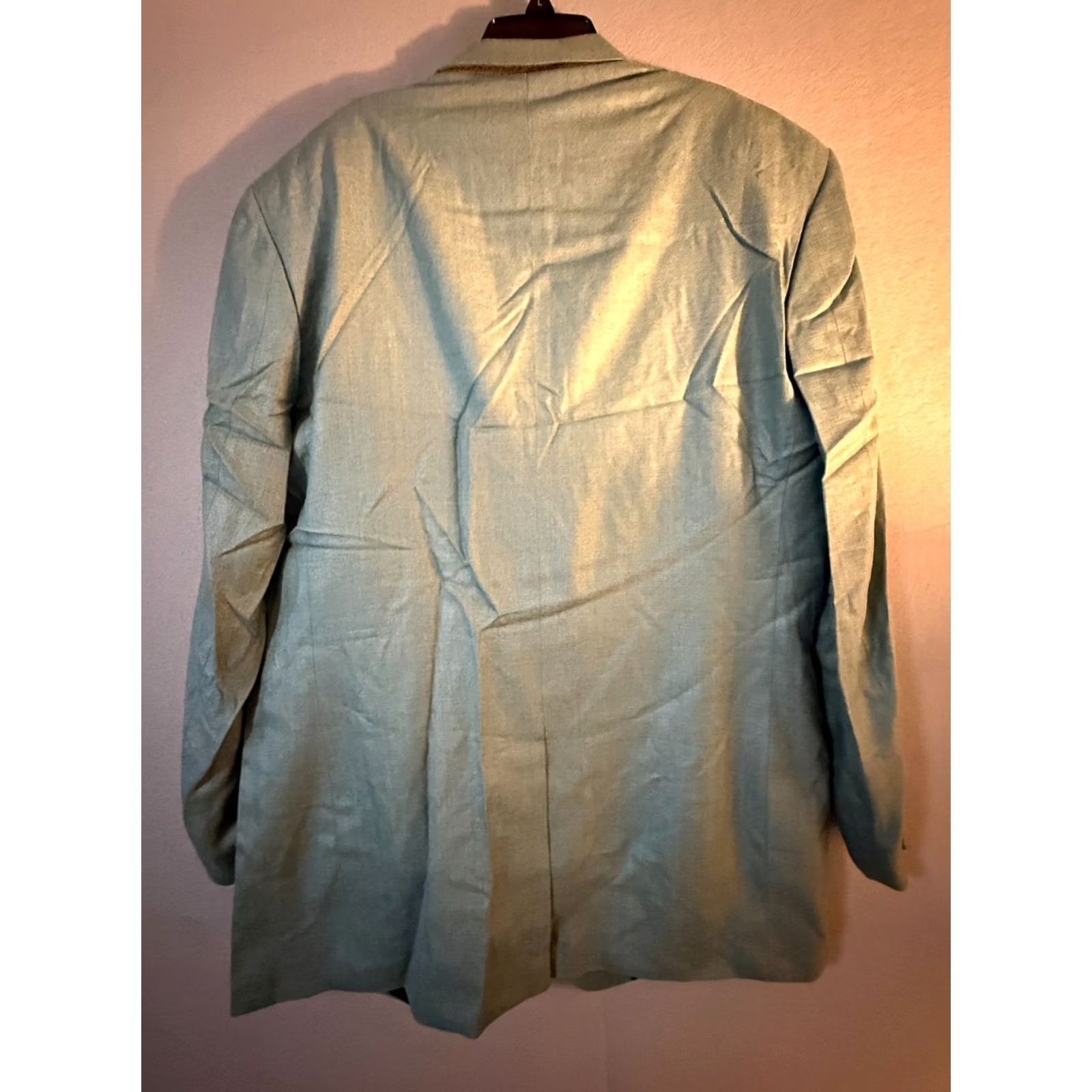 Vintage Paul Fredrick Blazer Sport Coat 48XL Men’s Herringbone Sage Green Silk Wool 2-Button Notch Lapel Long Size 48R - 2 Thumbnail