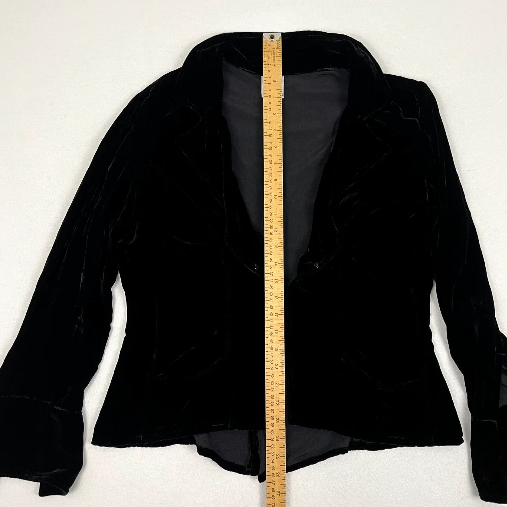 Velvet VINTAGE Ulf Andersson Blouse Womens L Black Velvet Silk Blend Flare Witch Whimsigoth VTG Size L / US 10 / IT 46 - 5 Thumbnail