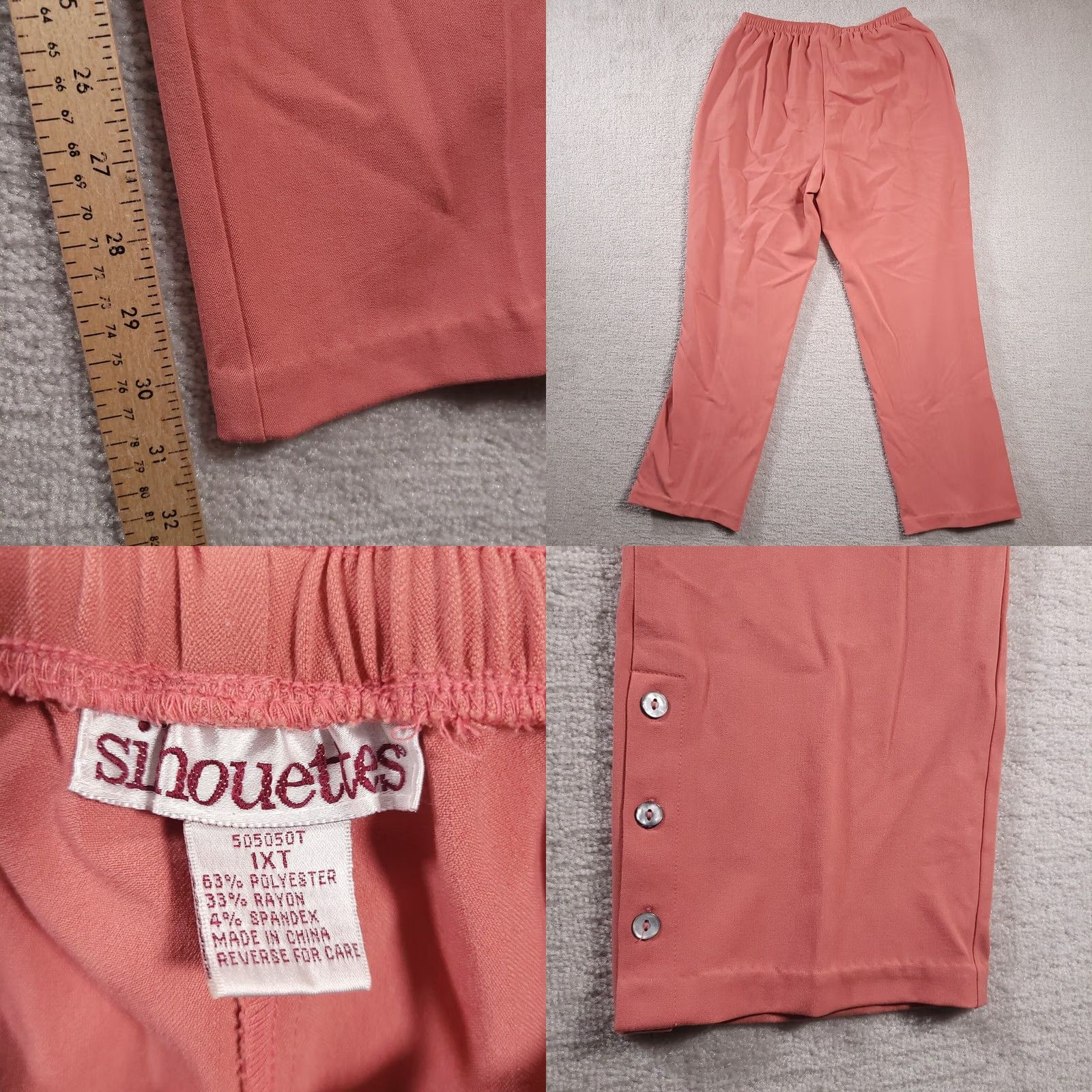 Silhouette Silhouettes Pants Women's 1XT Tall Pink Pull On Elastic Waist Draw String Button Size 24" / US 00 / IT 34 - 8 Thumbnail