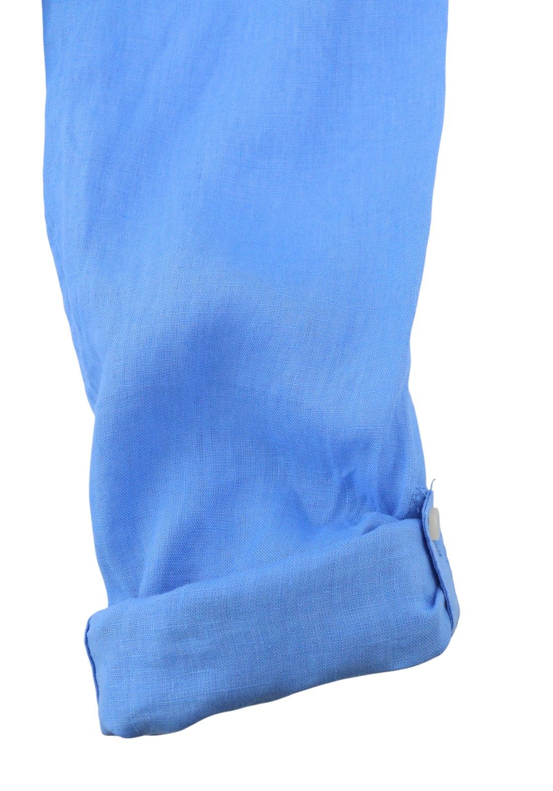 Scotch & Soda M Blue Linen Button-Down Roll-Up Shirt 88519 Size US M / EU 48-50 / 2 - 10 Thumbnail
