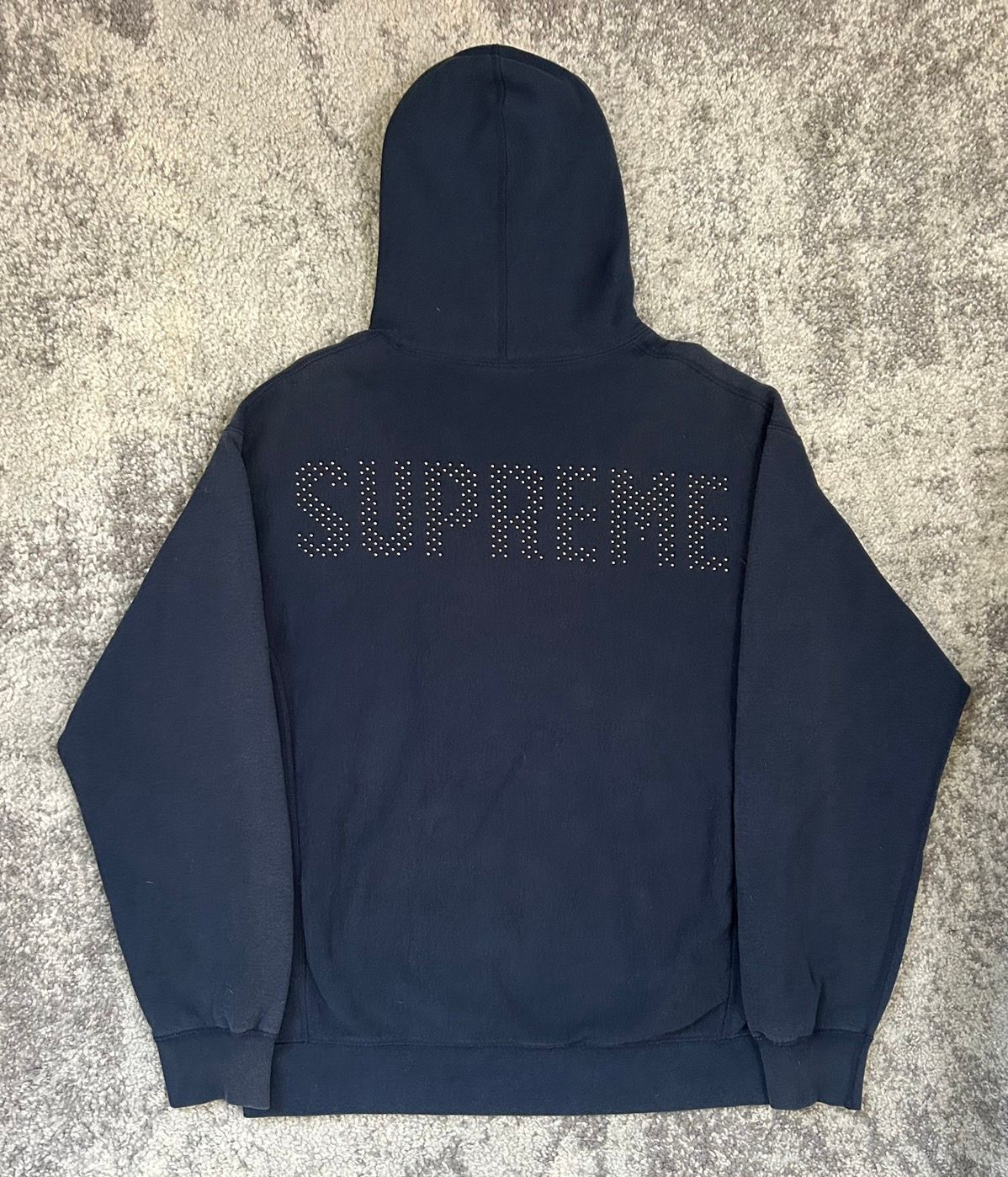 Pre-owned Supreme Ss18  Studded Hooded Sweatshirt Navy