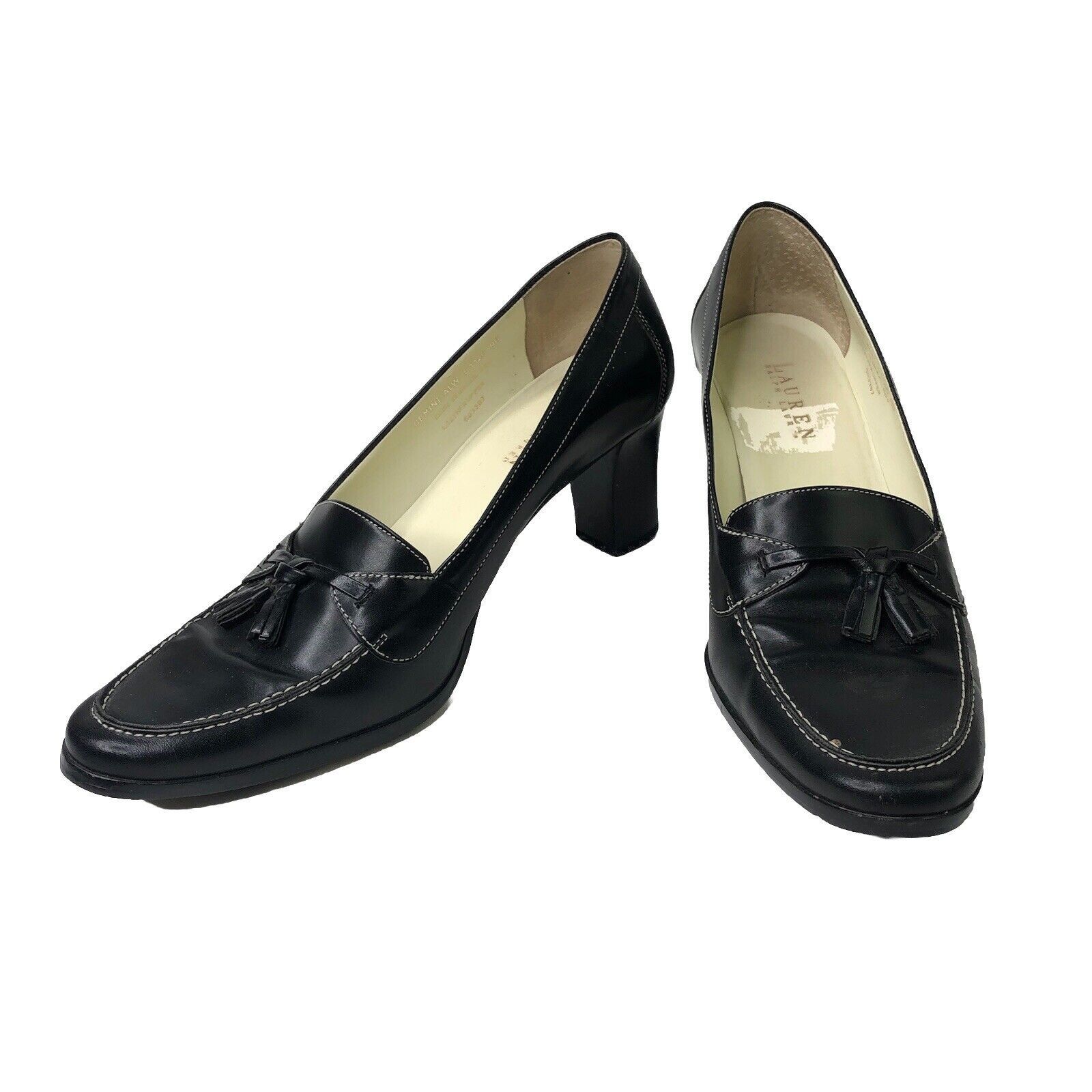 Lauren Ralph Lauren Lauren Ralph Lauren Black Leather Shoes Size 9B Heeled block Size US 9 / IT 39 - 1 Thumbnail