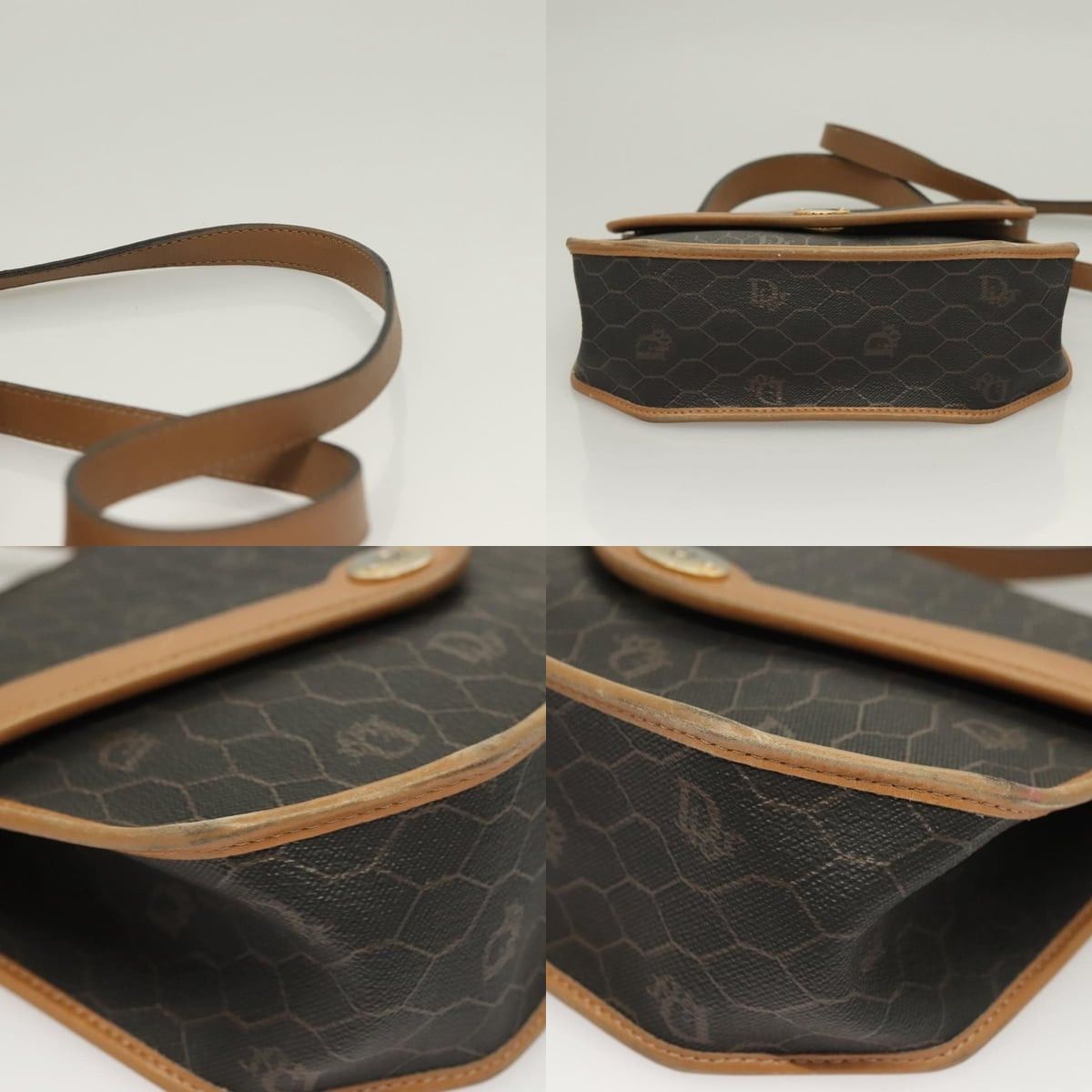 Dior DIOR Honeycomb Canvas Hand Bag Pvc Black Gold Size ONE SIZE - 10 Thumbnail