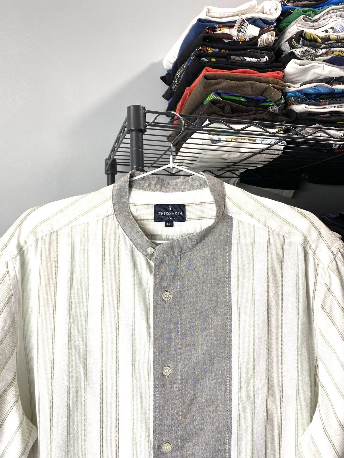 Trussardi Rare! Vintage Trussardi Jeans Linen Shirt Cotton Size US XL / EU 56 / 4 - 2 Thumbnail