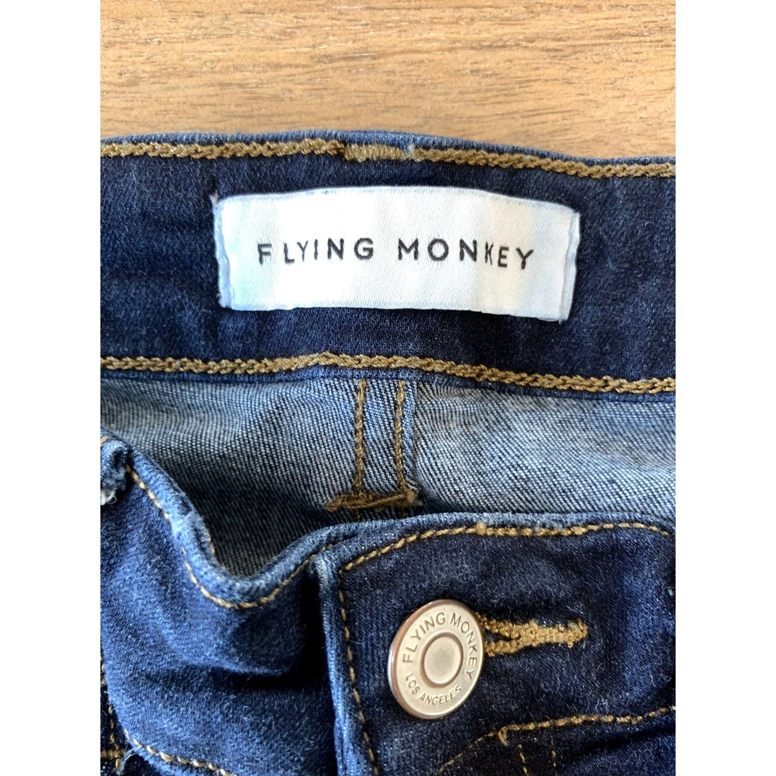 Vintage Flying Monkey Jeans Womens 28 Blue Skinny Cotton Stretch Pockets Dark Wash Women Denim Jeans Swing USA Logo Size 28" / US 6 / IT 42 - 3 Thumbnail