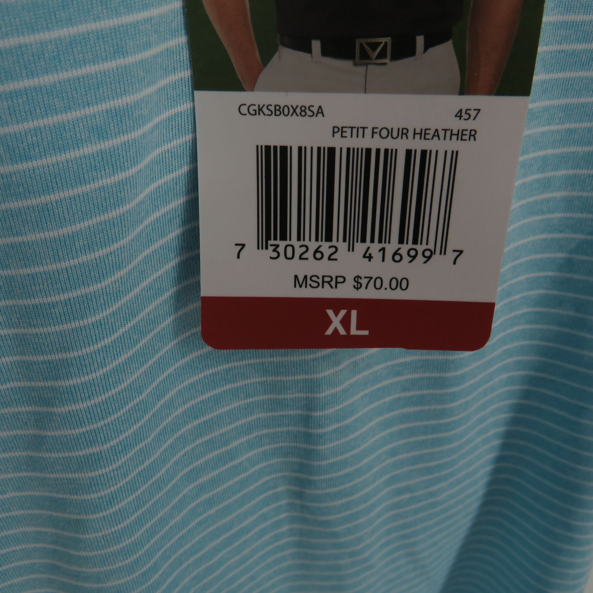 Callaway Callaway Mens XL Petit Four Heather Polo Shirt Blue Striped Size US XL / EU 56 / 4 - 4 Thumbnail