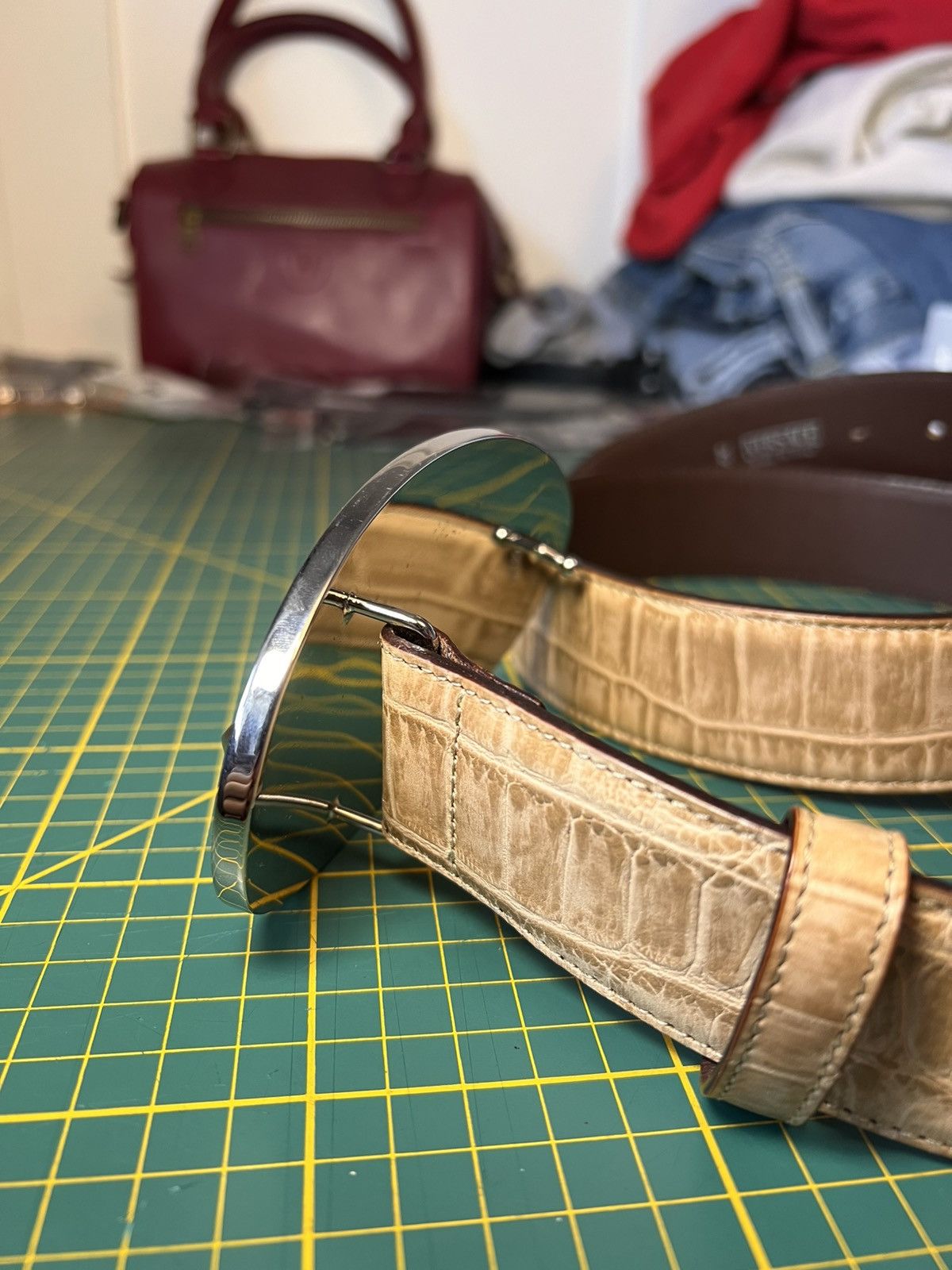 Versace Versace jumbo studded medusa buckle crocodile leather belt Size ONE SIZE - 9 Thumbnail