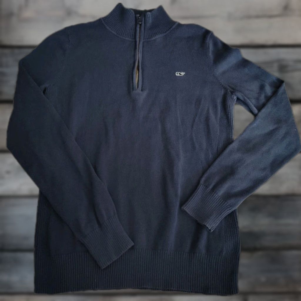 Vineyard Vines VINTAGE Vineyard Vines Women's Sweater Quarter Zip Pullover Long Sleeve Blue Cotton Slim Fit Size S Size S / US 4 / IT 40 - 1 Thumbnail