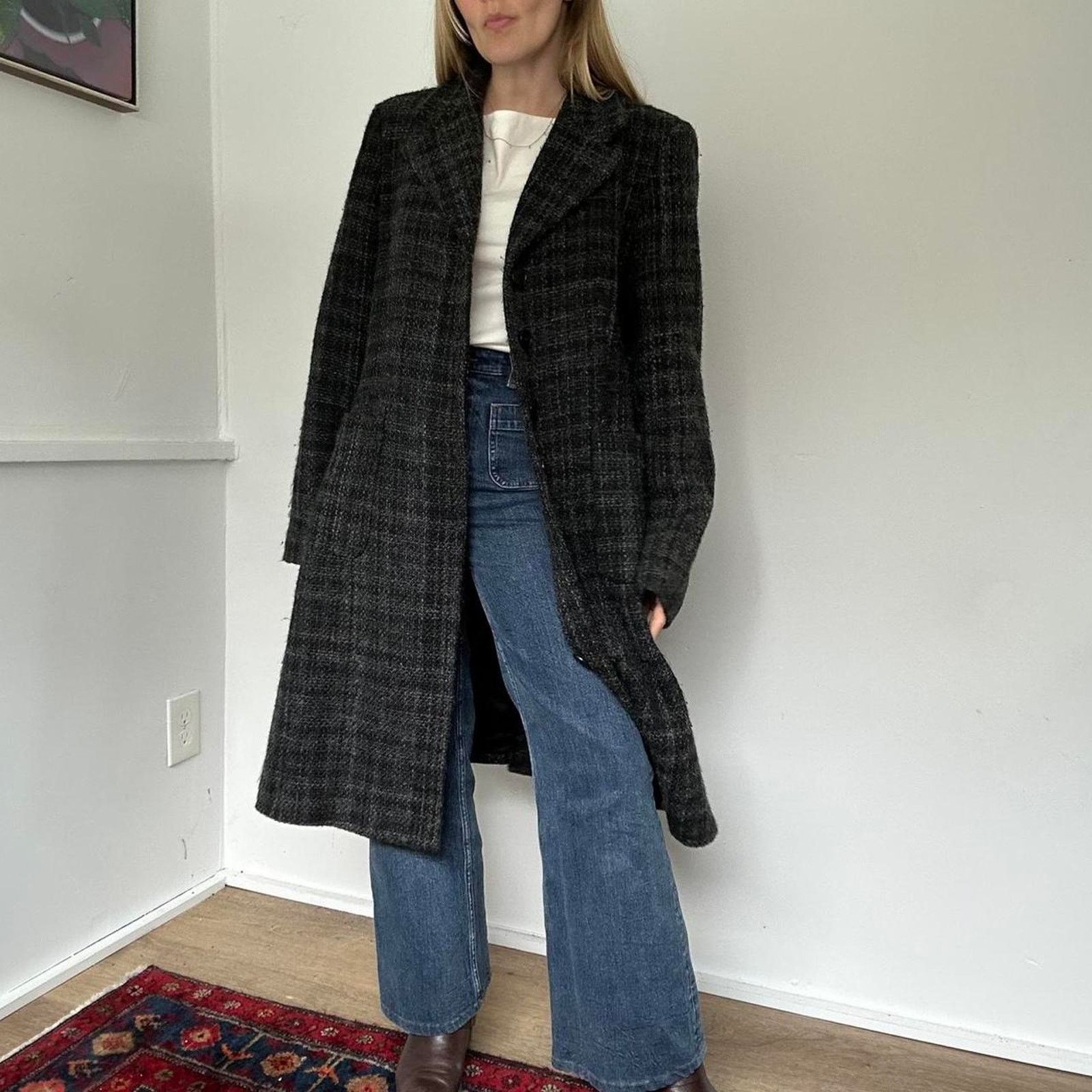 United Colors Of Benetton Of Benetton Longline Wool Coat (S) Size S / US 4 / IT 40 - 1 Thumbnail