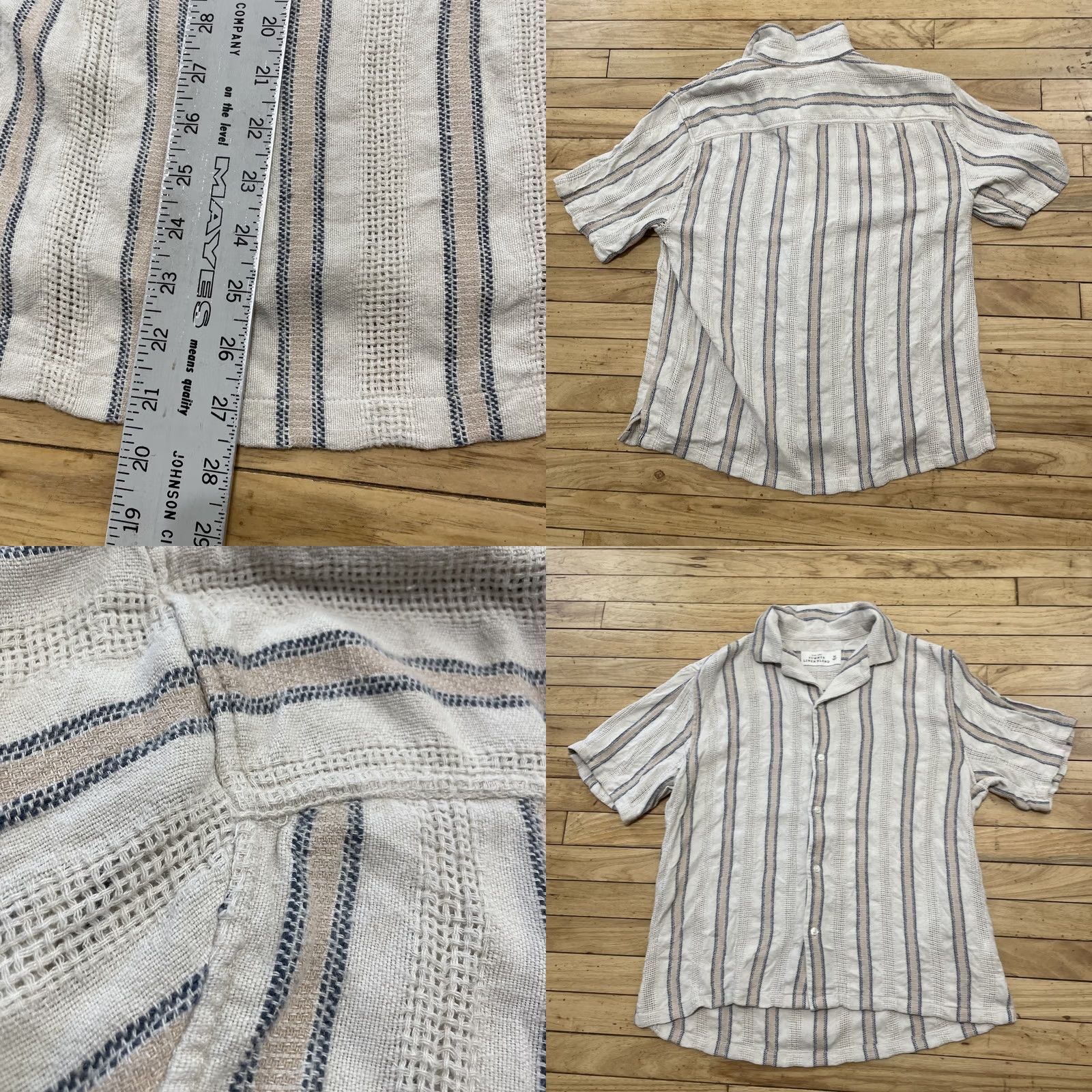 Abercrombie & Fitch Abercrombie & Fitch Shirt M Tan Stripe Short Sleeve Summer Linen Blend A&F Men Size US M / EU 48-50 / 2 - 9 Thumbnail