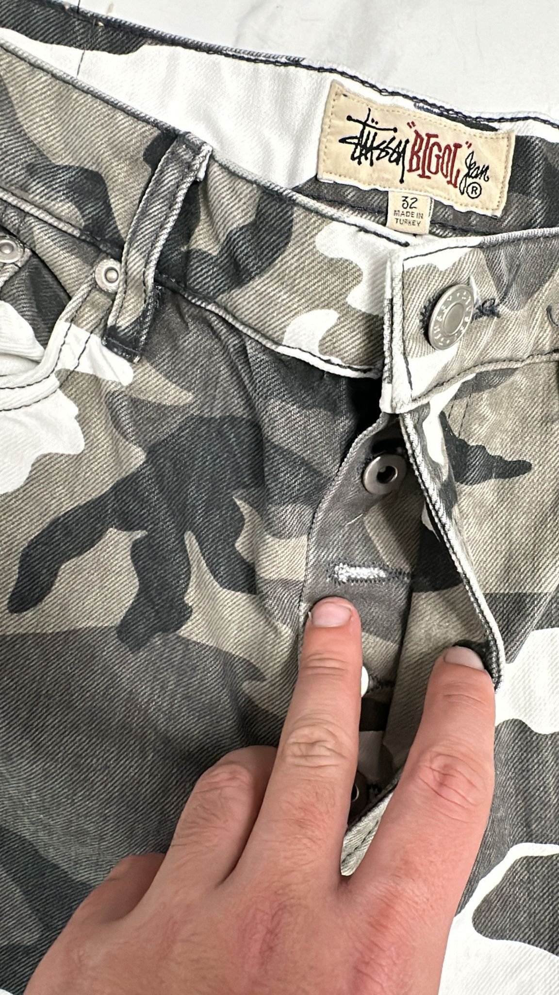 Stussy × Vintage Stussy Snow Camo Big Ol Denim Jeans 32 Size US 32 / EU 48 - 8 Thumbnail