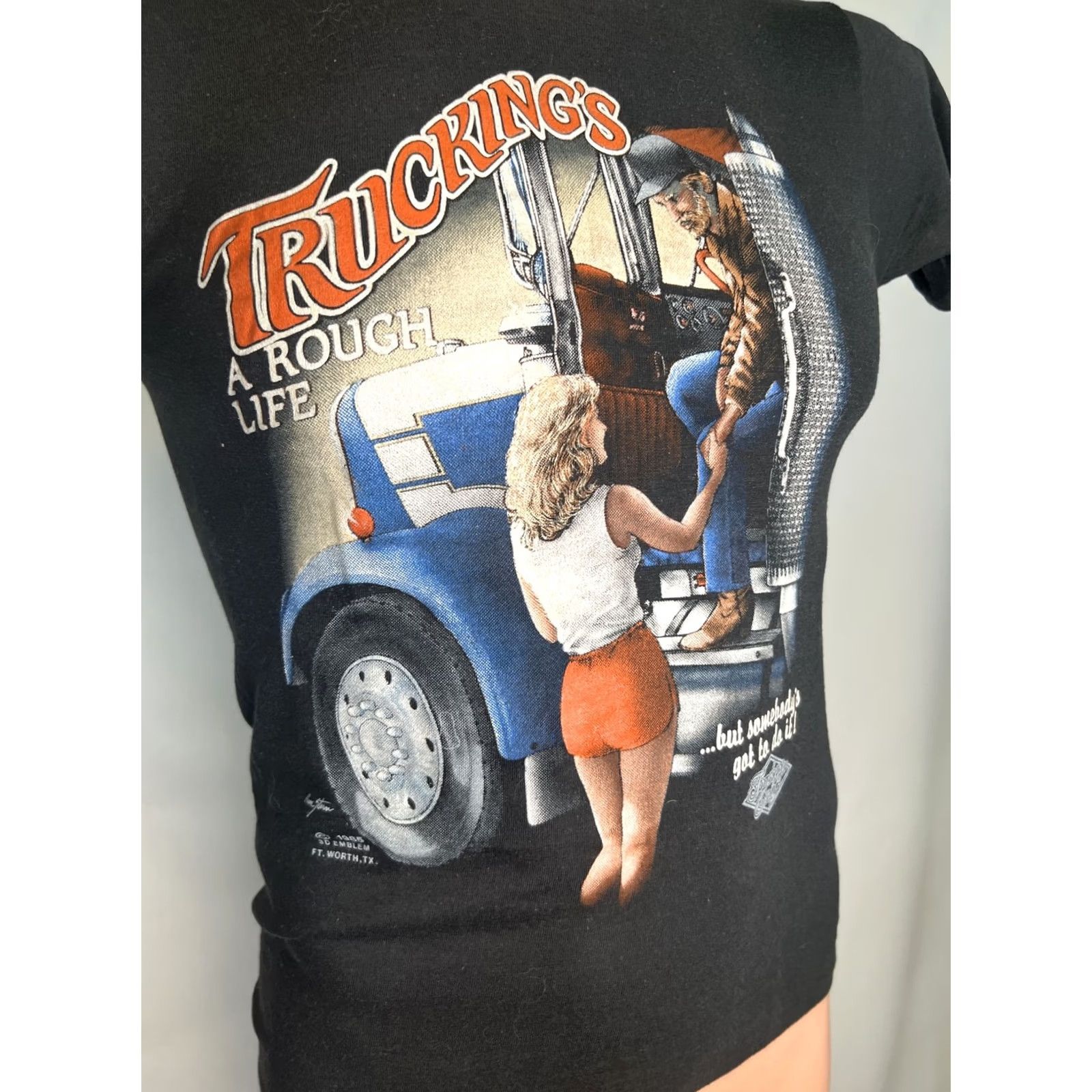 Vintage VINTAGE 3D Emblem Truckers Only Trucking's a Rough Life Hooker Shirt Small S Black NWOT 1985 Size US S / EU 44-46 / 1 - 4 Thumbnail