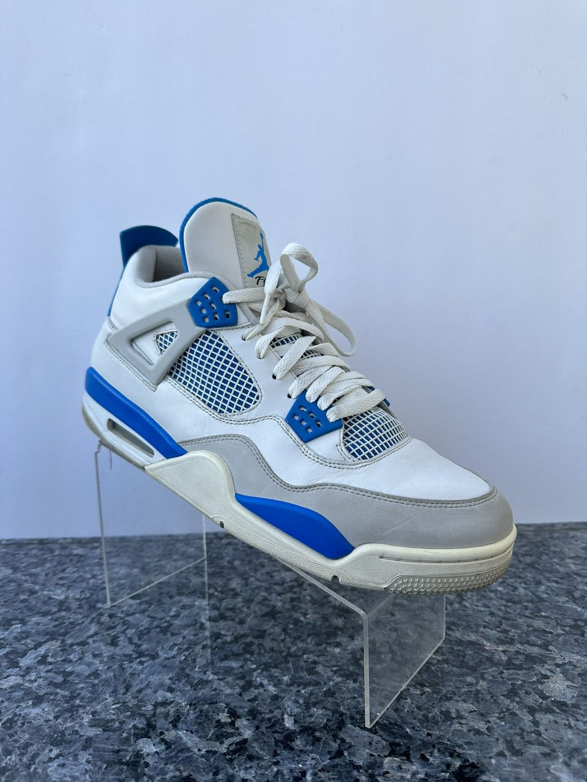 Pre-owned Jordan Nike Air Jordan 4 Iv Retro 2012 White/military Blue/grey 13 Shoes In White Blue