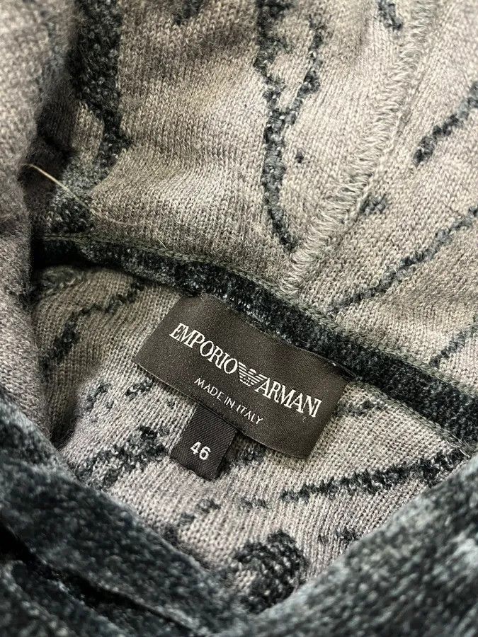 Emporio Armani 2010s Emporio Armani Lightning Crack Grey Velvet Hoodie Size US S / EU 44-46 / 1 - 9 Thumbnail