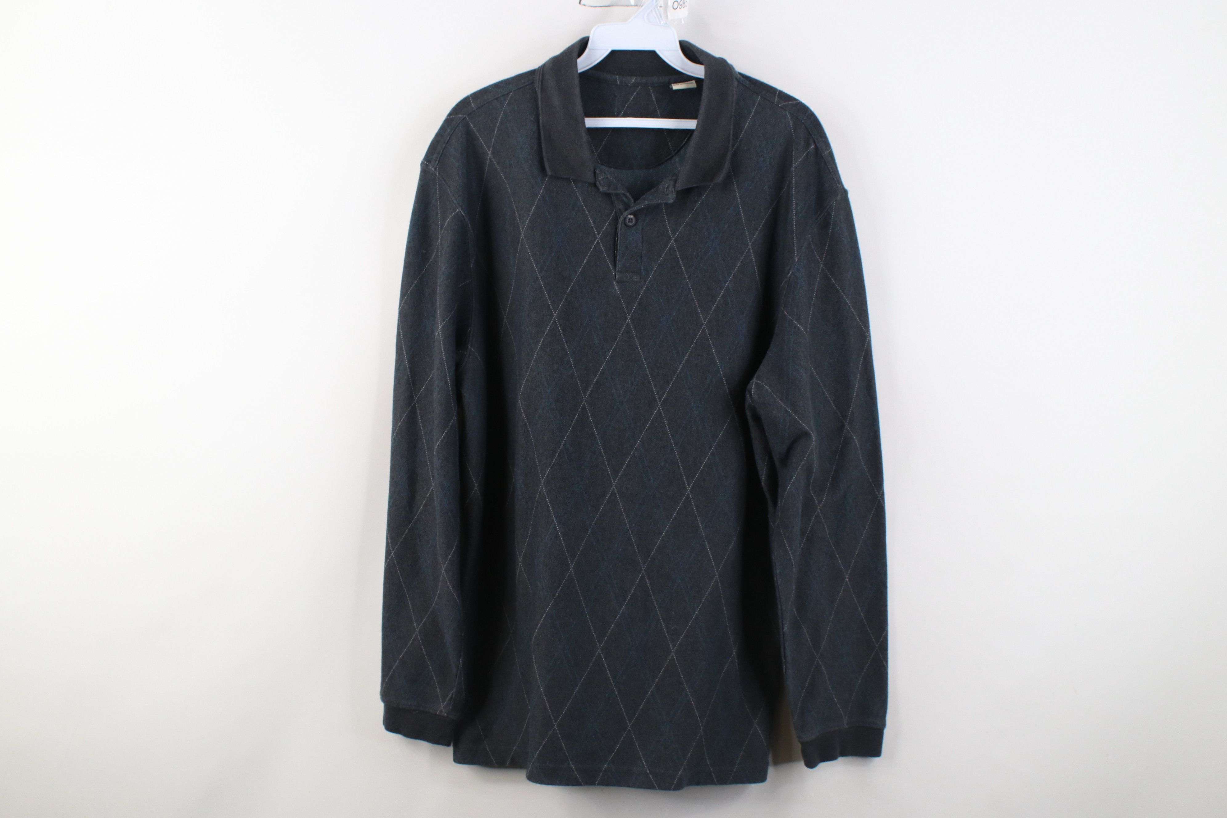 Vintage Vintage 90s Y2K Streetwear Diamond Long Sleeve Polo Shirt Size US L / EU 52-54 / 3 - 1 Thumbnail