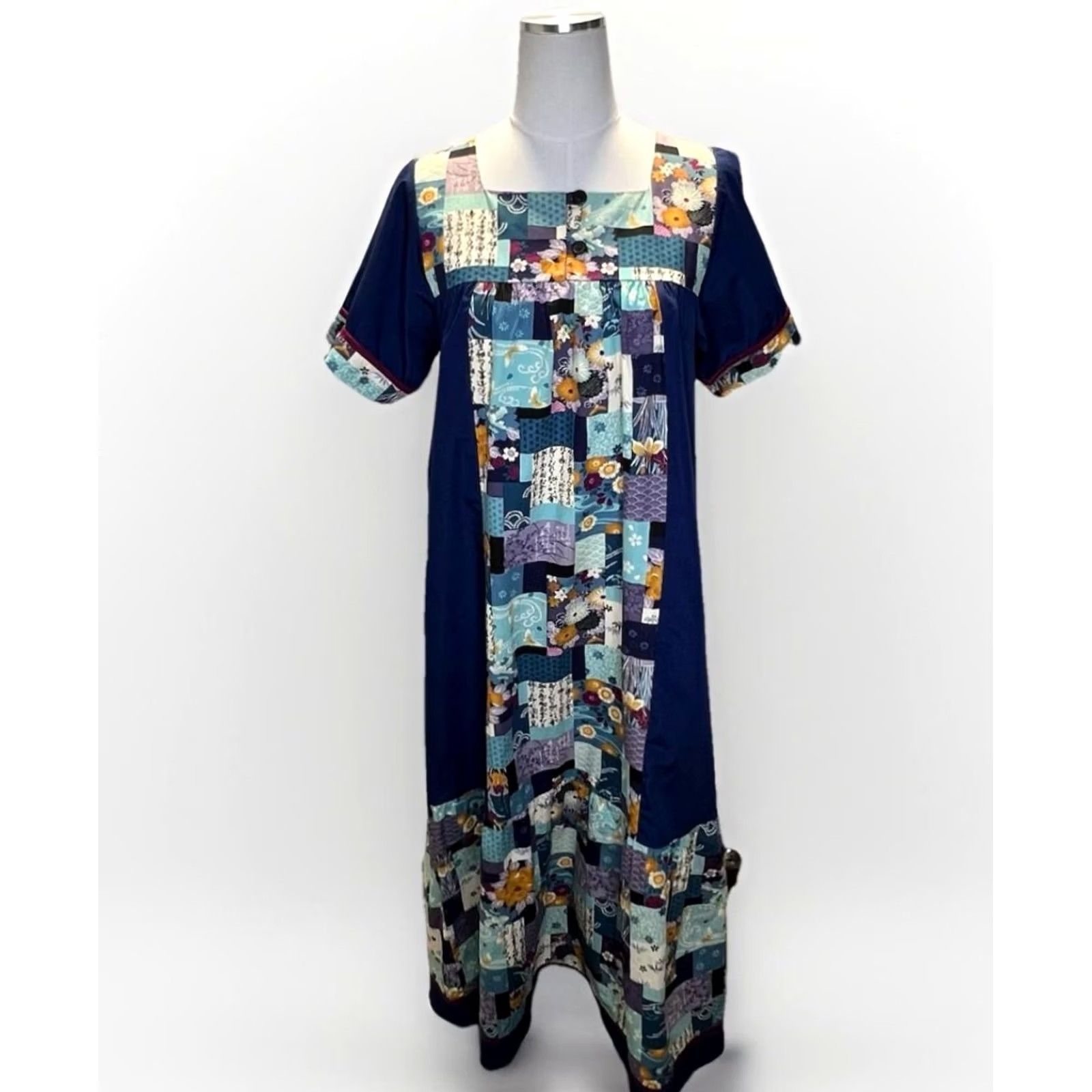 Vintage RM Dress Womens Large Floral Patchwork Hawaiian Button Front Made USA Pockets Size S / US 4 / IT 40 - 2 Thumbnail