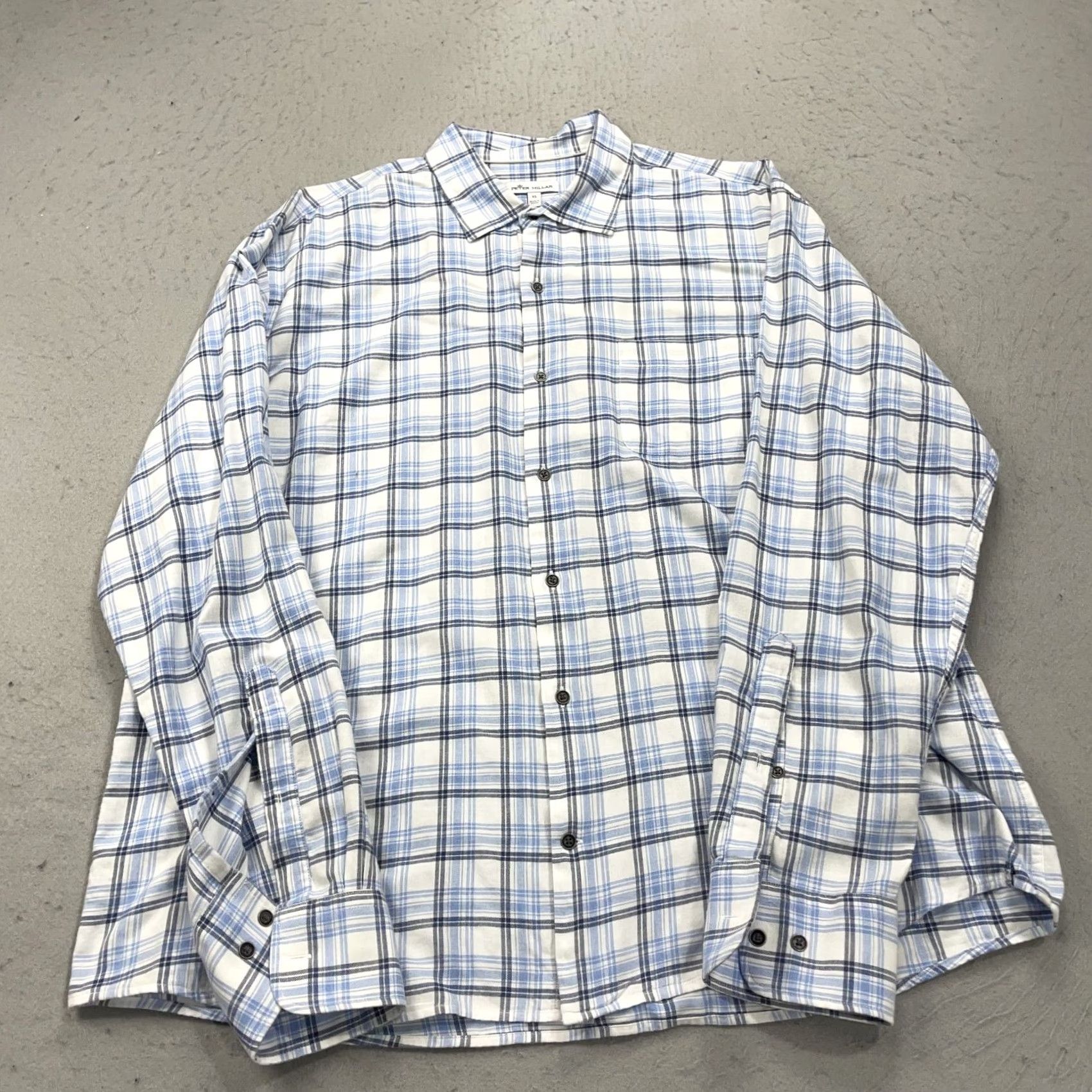 Peter Millar Peter Millar Shirt Mens XL Blue White Plaid Cotton Flannel Casual Button-Up Vintage No Size US XL / EU 56 / 4 - 2 Thumbnail