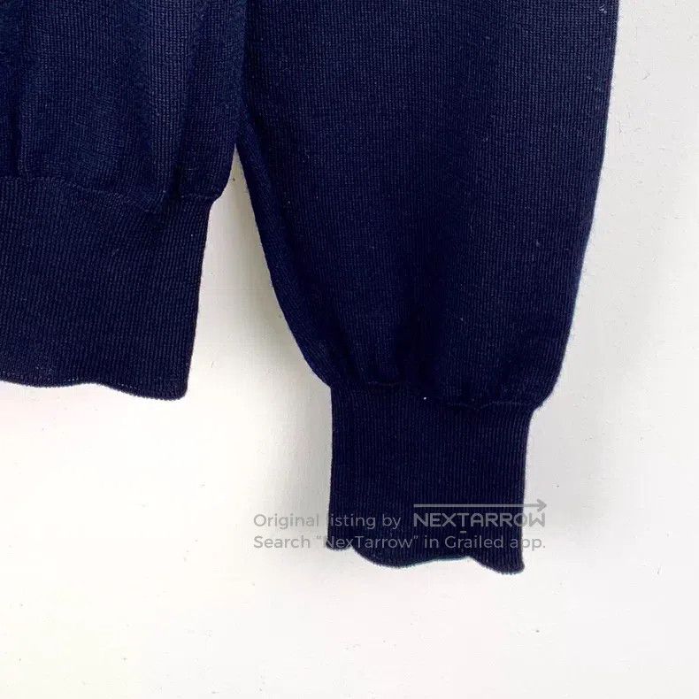 Hermes Hermes Navy blue wool leather patched round-neck long-slee Size US S / EU 44-46 / 1 - 5 Thumbnail