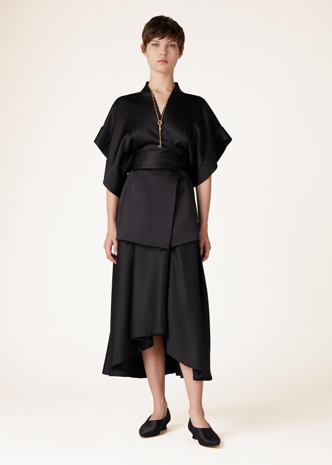 Loro Piana o1srvl11e0225 FAN8264 Satin Mireille Miel Skirt in Black Size 27" / US 4 / IT 40 - 6 Thumbnail