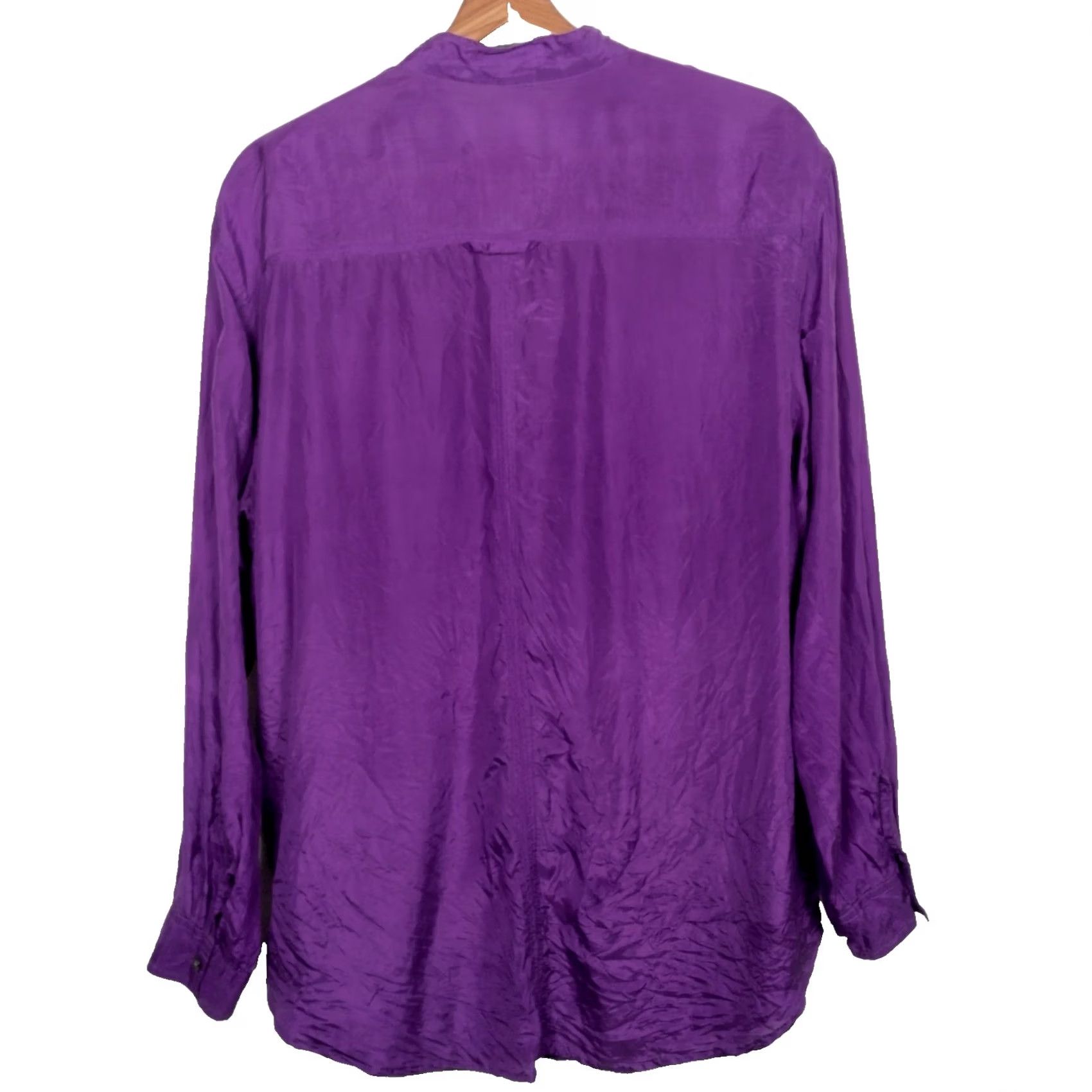 Etro VINTAGE Kikomo Silk Blouse Large Purple Long Sleeve Button Up Casual Womens 1990s Retro Size L / US 10 / IT 46 - 2 Thumbnail