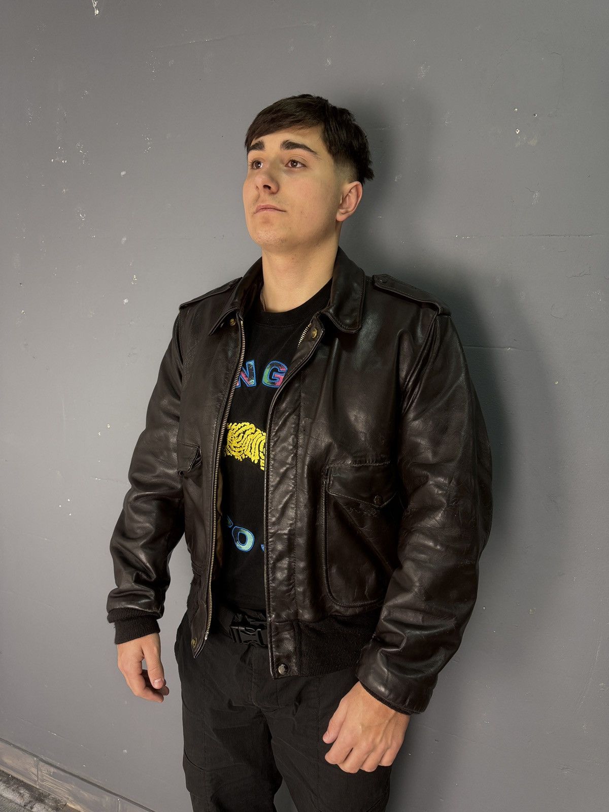 Schott Vintage Schott USA 🇺🇸 Aviator Leather Bomber Jacket Size UK42 Size US M / EU 48-50 / 2 - 2 Thumbnail
