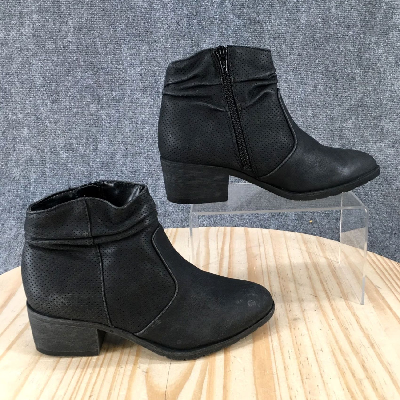 Vintage White Mountain Uptown Ankle Boots Womens 6 M Bootie Zip Faux Leather Black Size US 6 / IT 36 - 2 Thumbnail