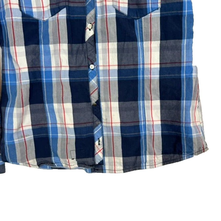 Zara VINTAGE Zara Trafaluc Shirt Womens M Plaid Spiked Pockets 100% Cotton Grunge Blue Safe? Size M / US 6-8 / IT 42-44 - 3 Thumbnail
