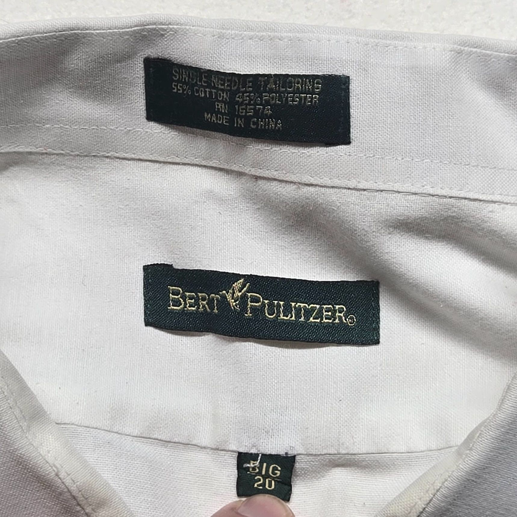 Vintage Bert Pulitzer Shirt Solid White Short Sleeve Button Up Adult Men's Size 20 Big & Tall White Cotton Shirt Button-Down 20 Bert Pulitzer Mens Shirt Size US XXL / EU 58 / 5 - 3 Thumbnail