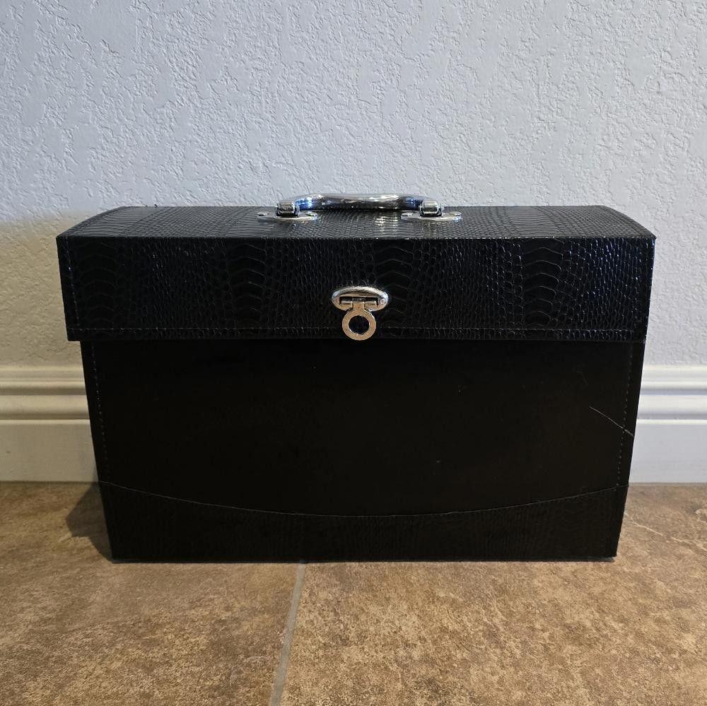 Designer Black Detailed Document File Box Tote Size ONE SIZE - 1 Thumbnail