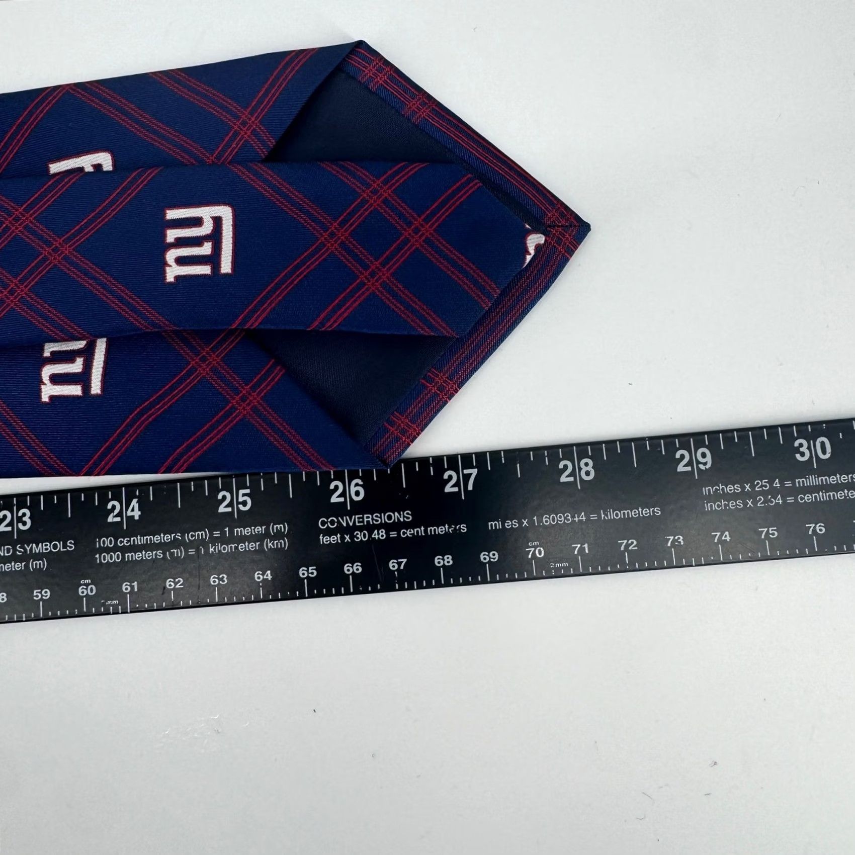 NFL New York Giants NFL Navy Blue Red Plaid Silk Necktie Size ONE SIZE - 4 Thumbnail